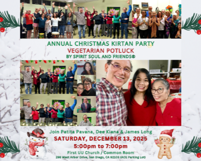Annual Christmas Kirtan Party And Vegetarian Potluck By Spirit Soul And Friends®
