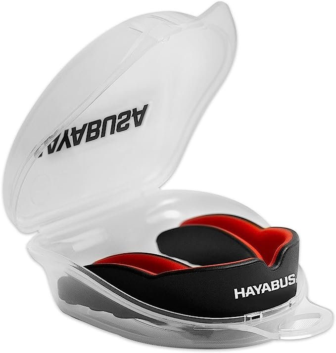 Hayabusa Combat Sports Mouth Guard Youth &amp; Adult - Black/Red, Adult