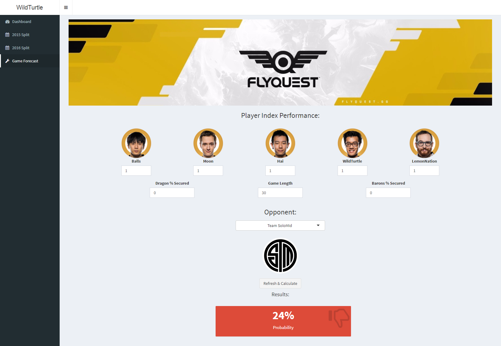 Player Performance Dashboard - WildTurtle