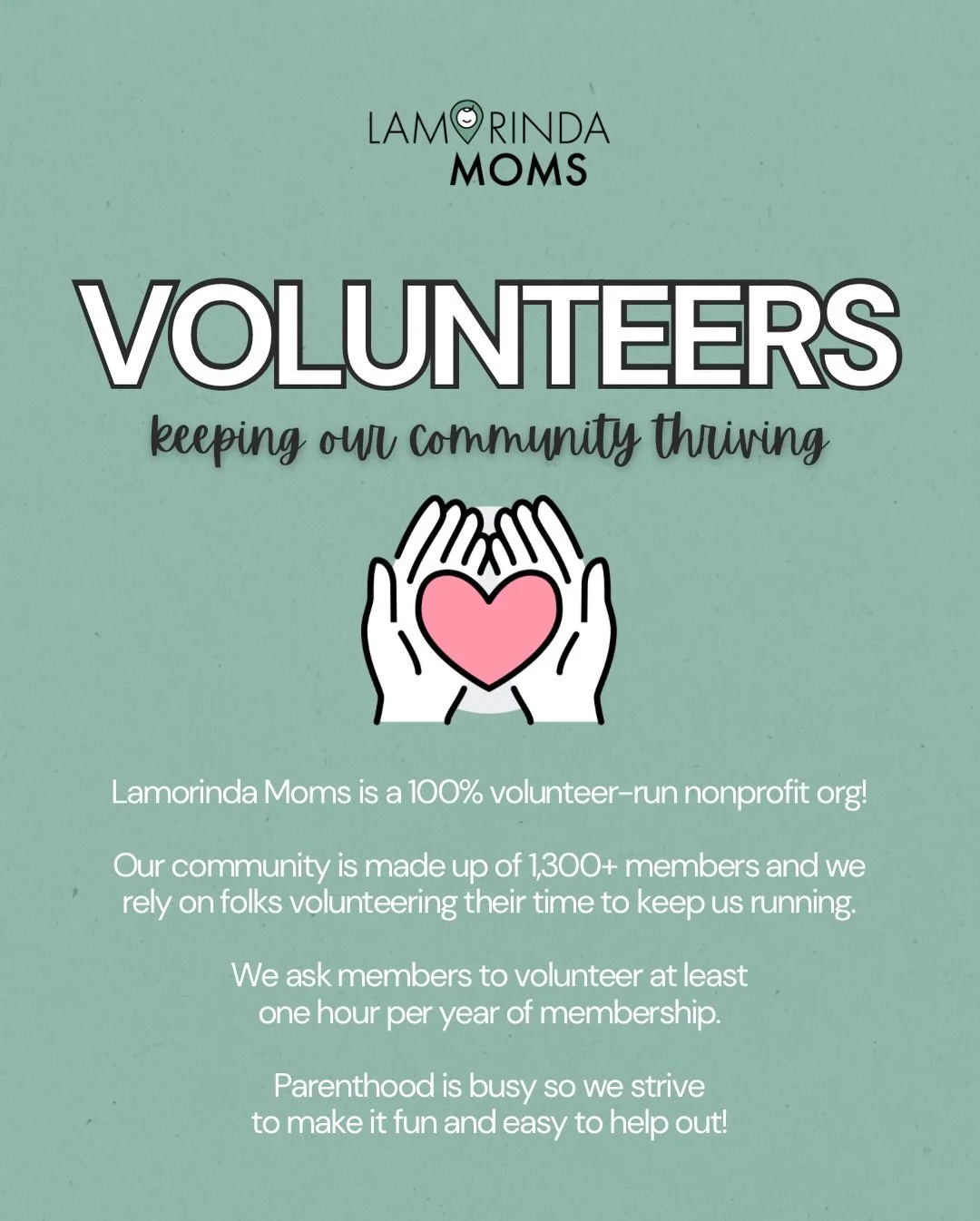 It takes a village, and ours is pretty incredible.
Lamorinda Moms is 100% volunteer-run, which means every event, connection, and moment of magic is made possible by you. Want in on the magic behind the scenes?

We&rsquo;re looking for:
Spring Fest v