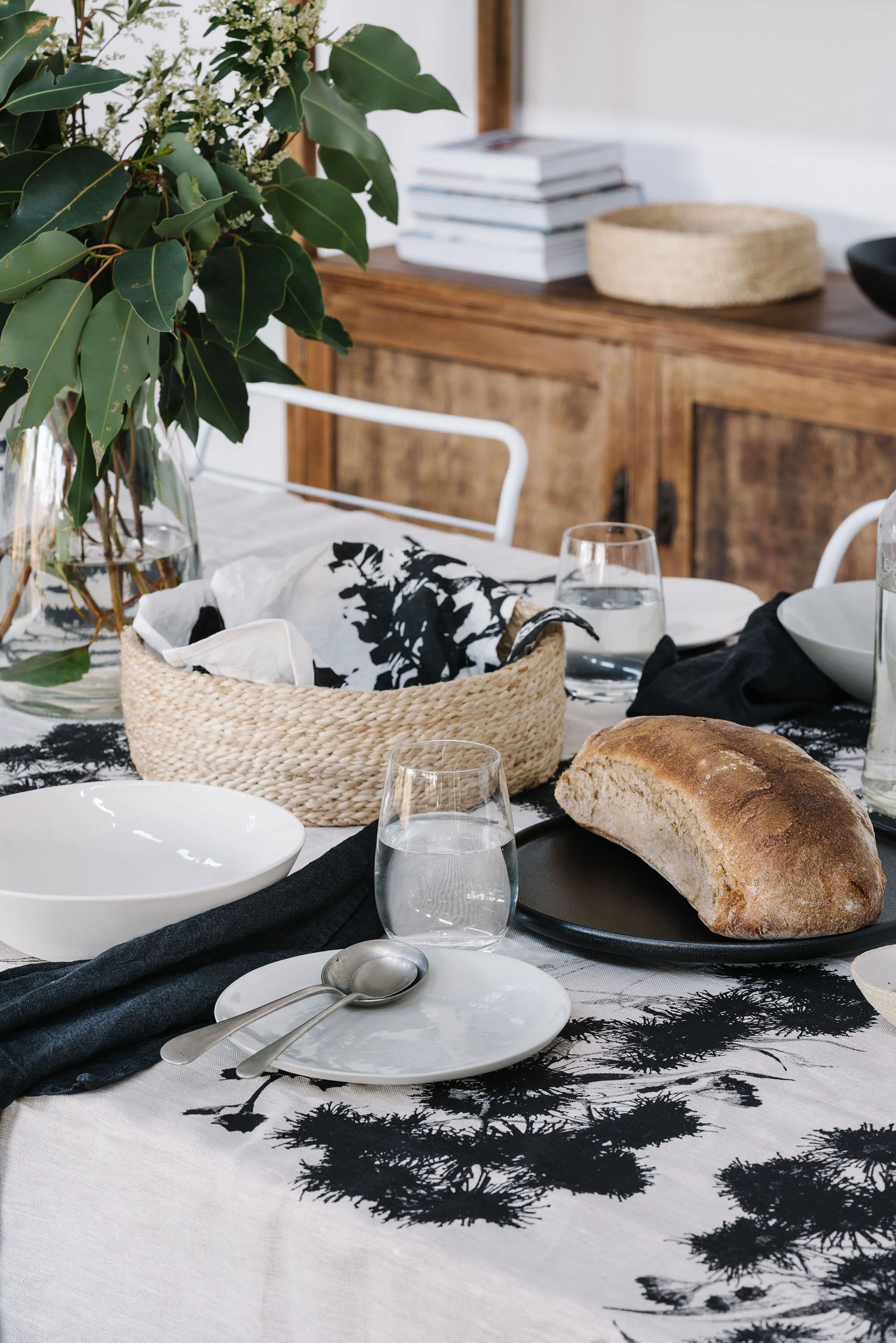 Hand Printed Linen Tablecloth