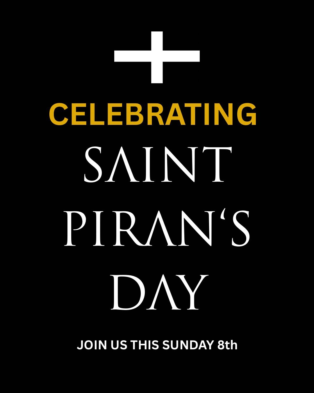 💛 Happy Saint Piran&rsquo;s Day! 🖤

Today we celebrate Cornwall&rsquo;s patron saint &mdash; and what better way to keep the celebrations going than with a proper Saint Piran Sunday.

Join us this Sunday 8th March at Saint Piran Caf&eacute;, Bissoe