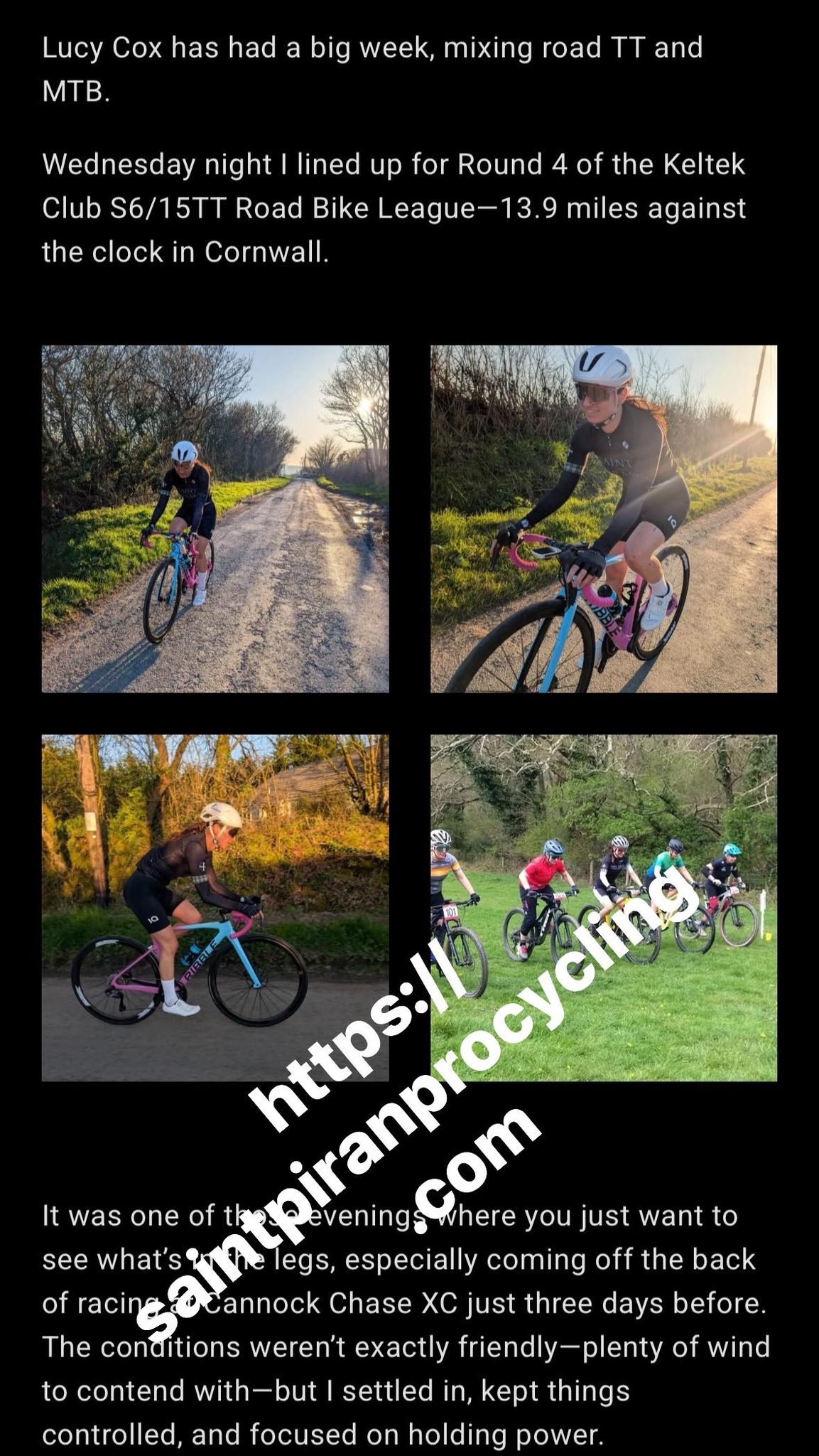 Teammate Lucy has had a busy week racing. I don&rsquo;t mind missing a TT but I&rsquo;d like to have been around for the XC. 

Saint Piran Service Course Team
Saint Piran Service Course