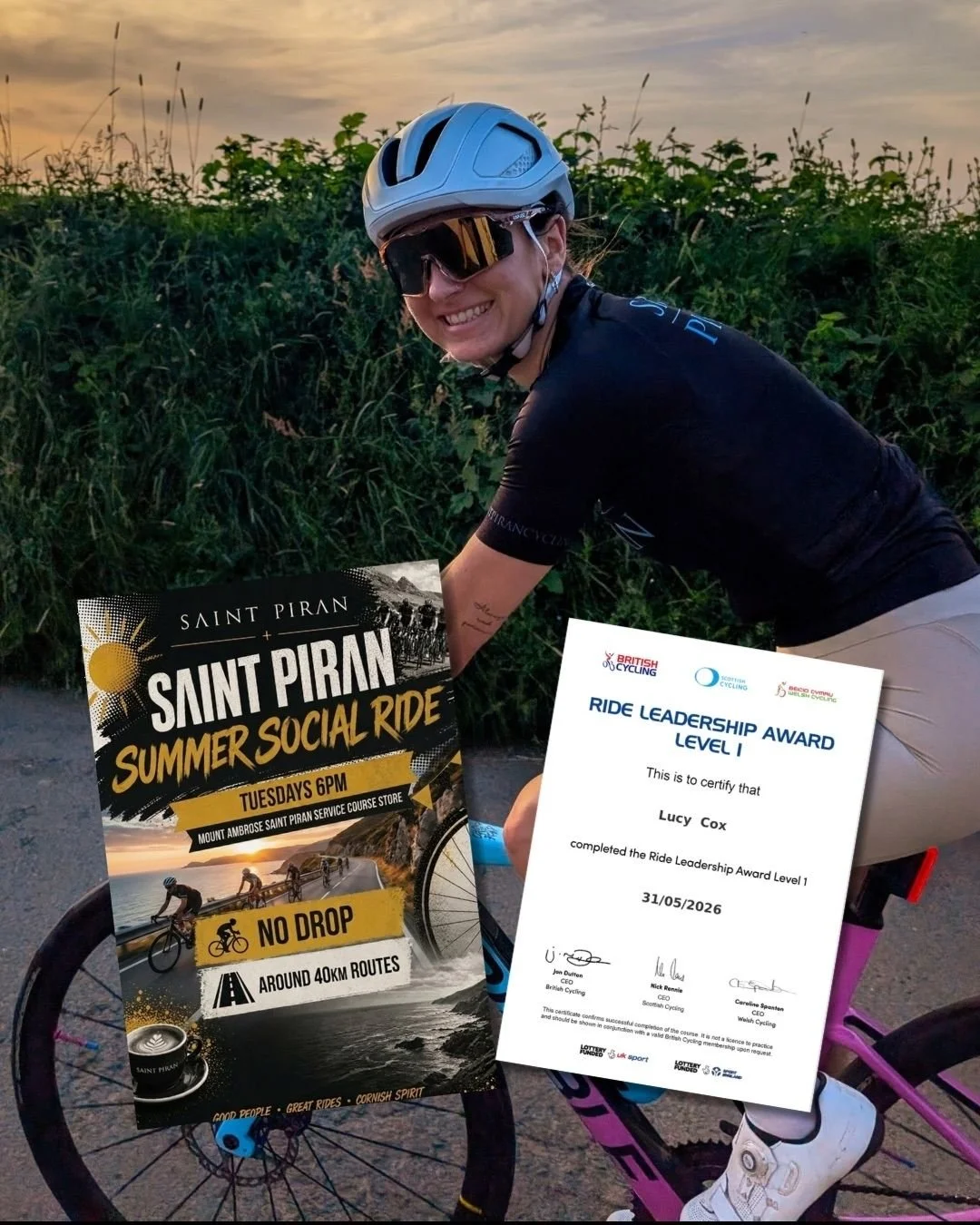Congratulations to Lucy on passing her British Cycling Ride Leadership Level 1 qualification. 👏

Lucy has spent a few years riding now, is experiencing racing in different disciplines and encouraging others to get out on their bikes, so it&rsquo;s g