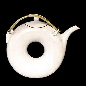 Thrown White Donut Teapot