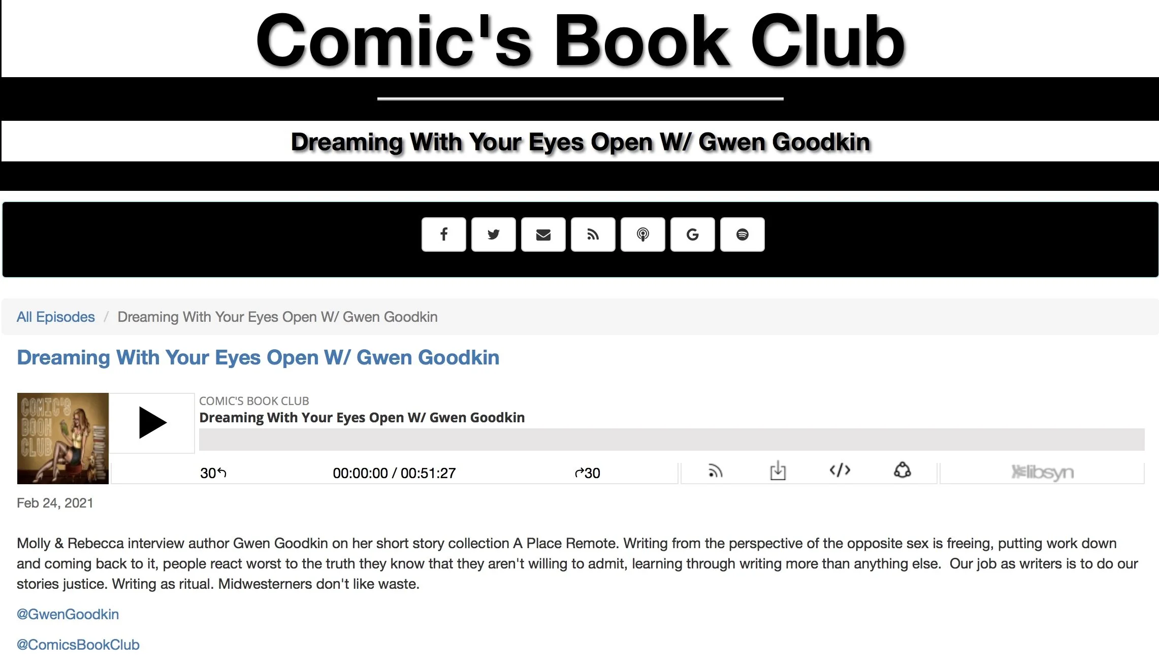 Interview on the Comic's Book Club Podcast