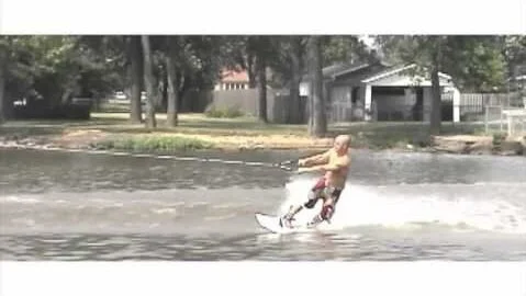 Andy Mullady wakeboarding on the Kankakee River, 2001