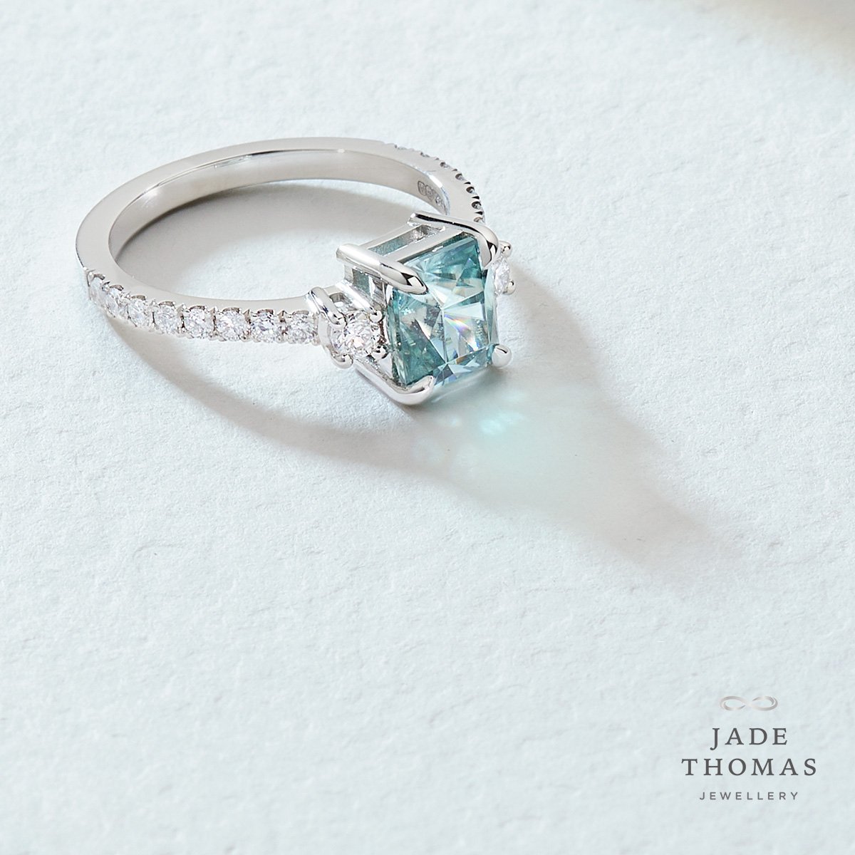 Blue Zircon and Diamond Ring
