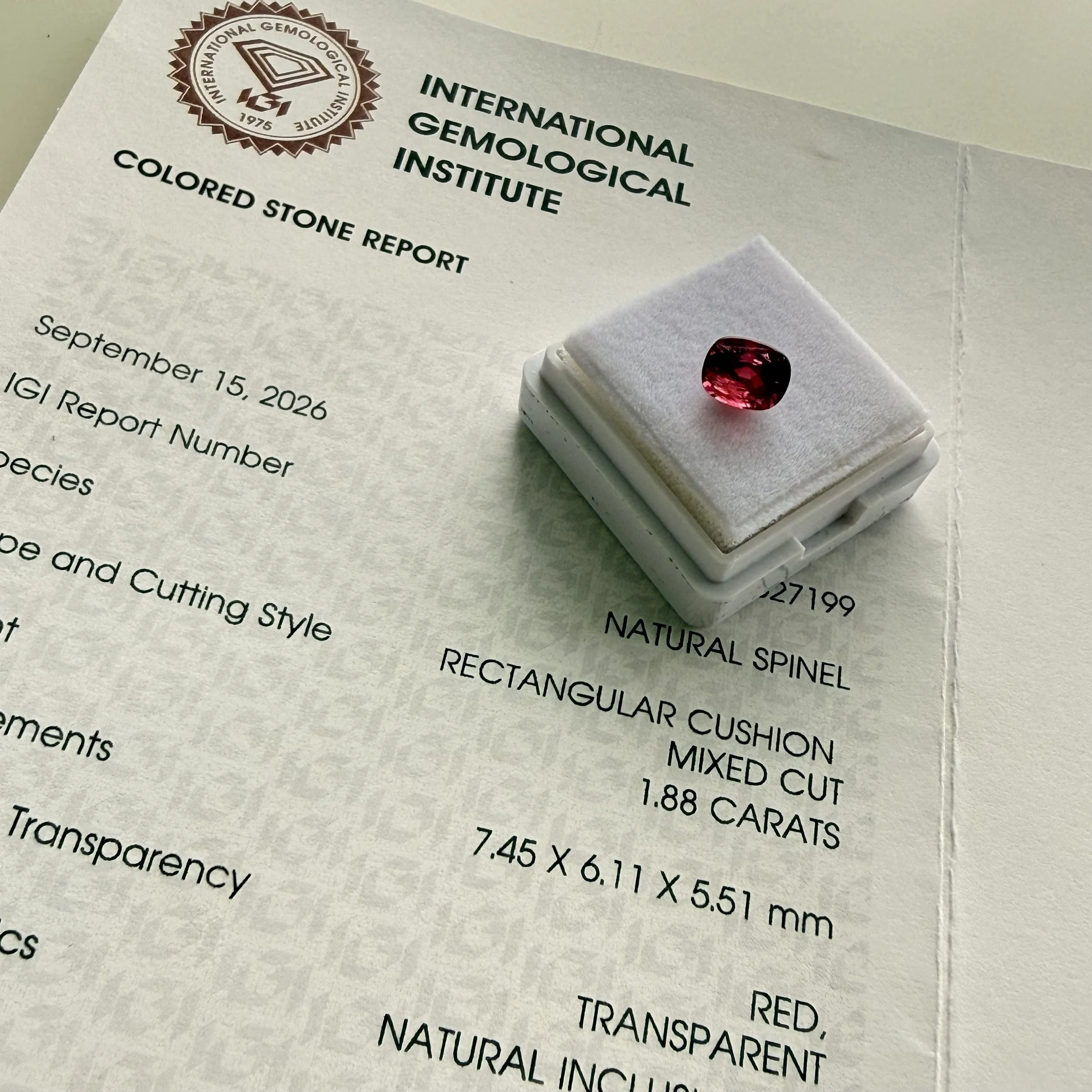 The certified red spinel