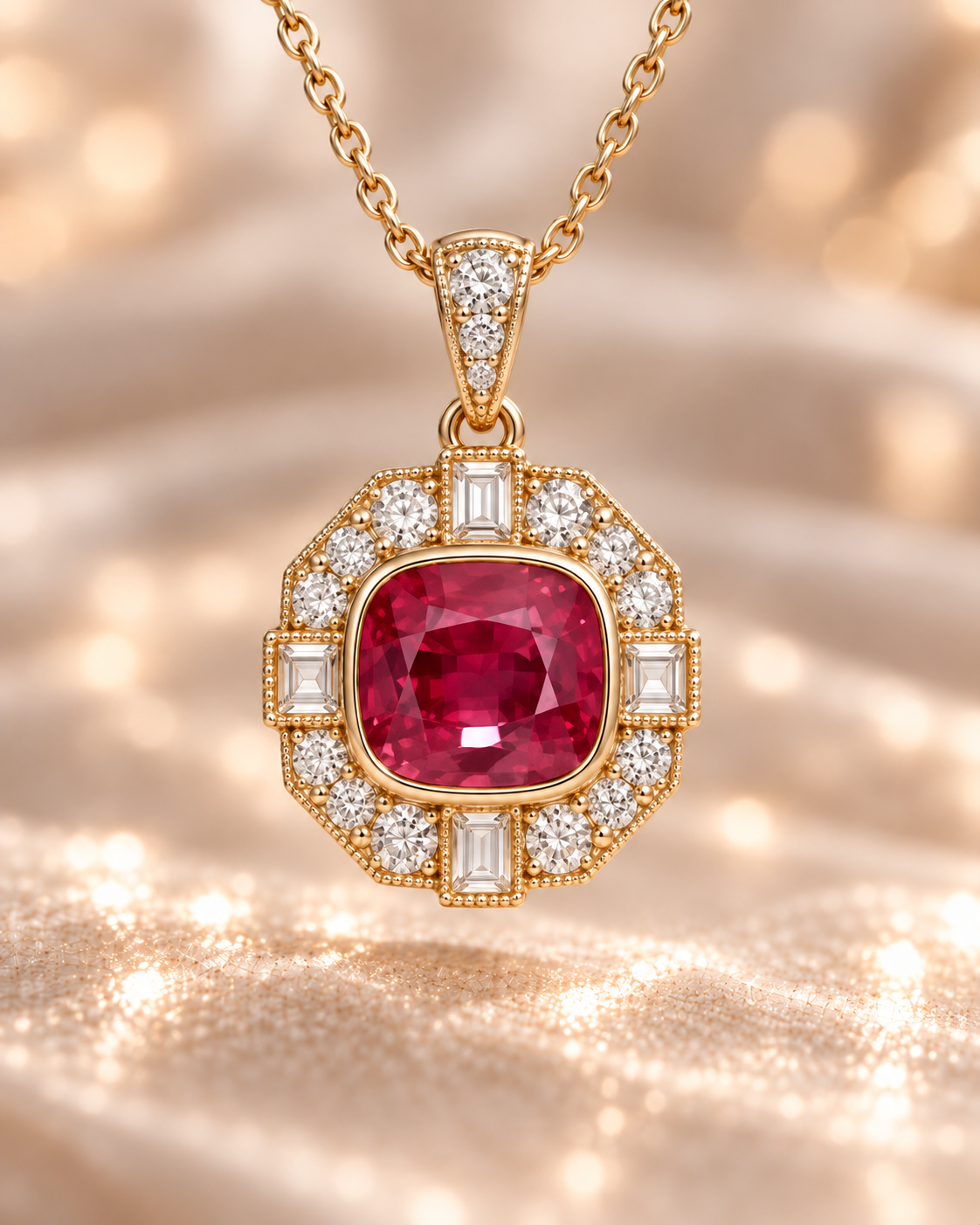 A design concept for a necklace using the red spinel