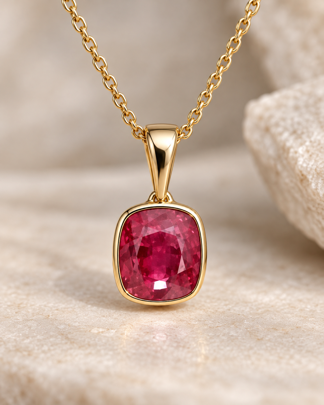 A design concept for a necklace using the red spinel
