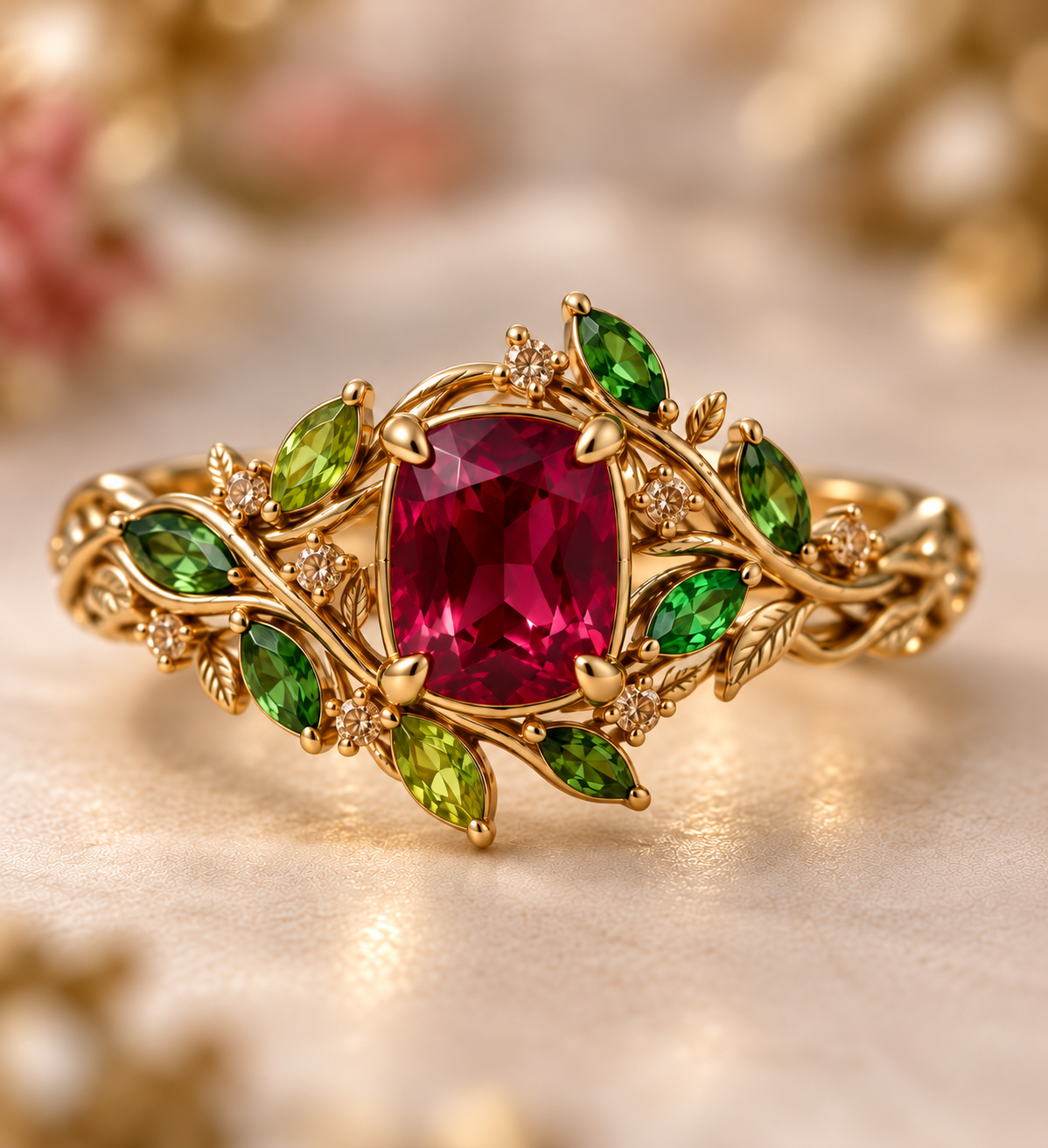 A mock-up of a ring idea with a red spinel