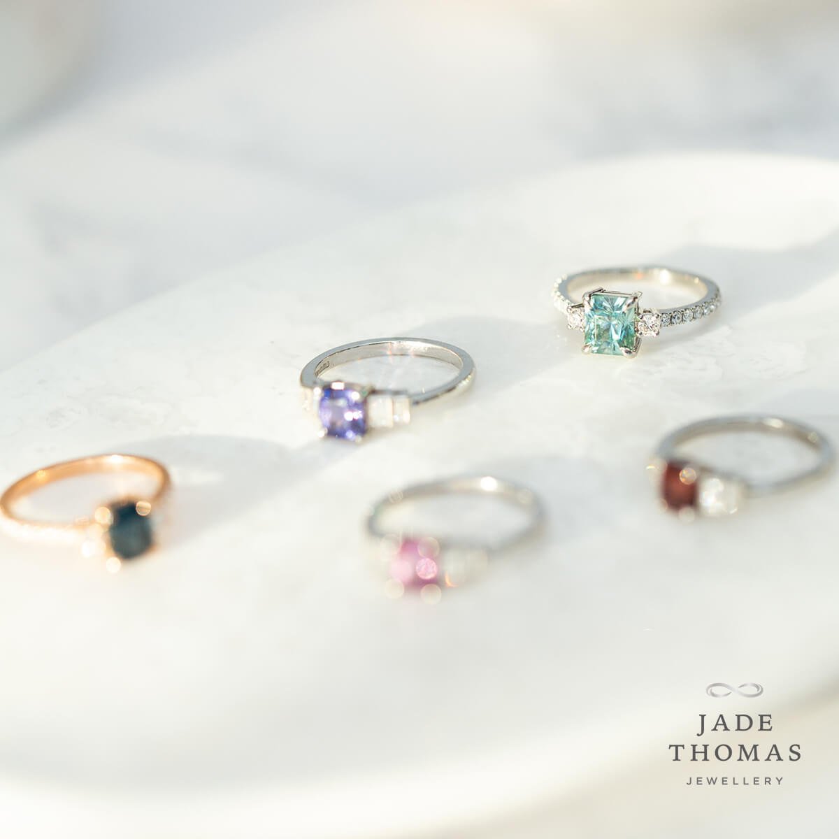Blue Zircon and Diamond Ring