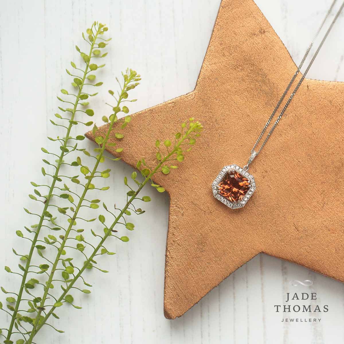 Orange Tourmaline & Diamond Necklace