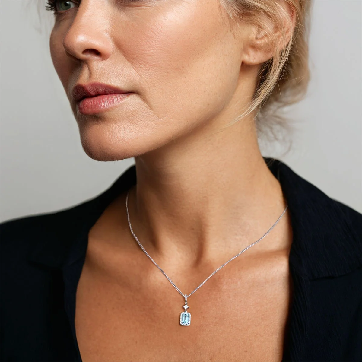 Melindi aquamarine & diamond necklace aimodel