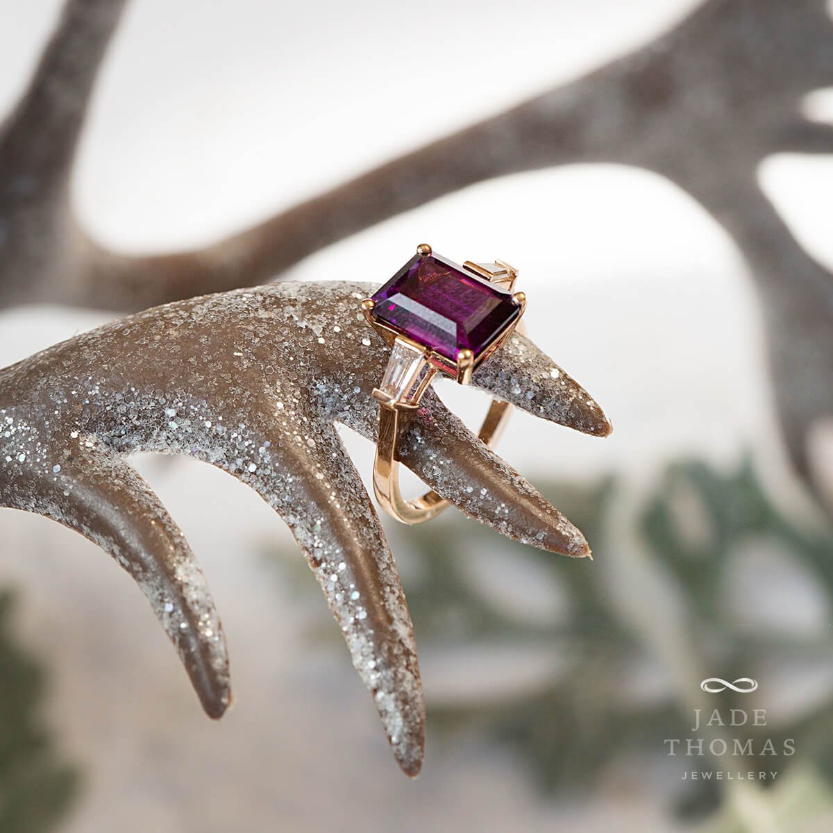 Purple Garnet and Diamond Ring