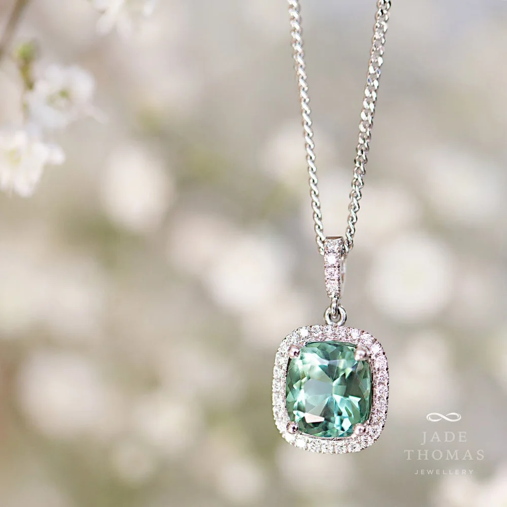 Mint Tourmaline and Diamond Necklace — Jade Thomas Jewellery