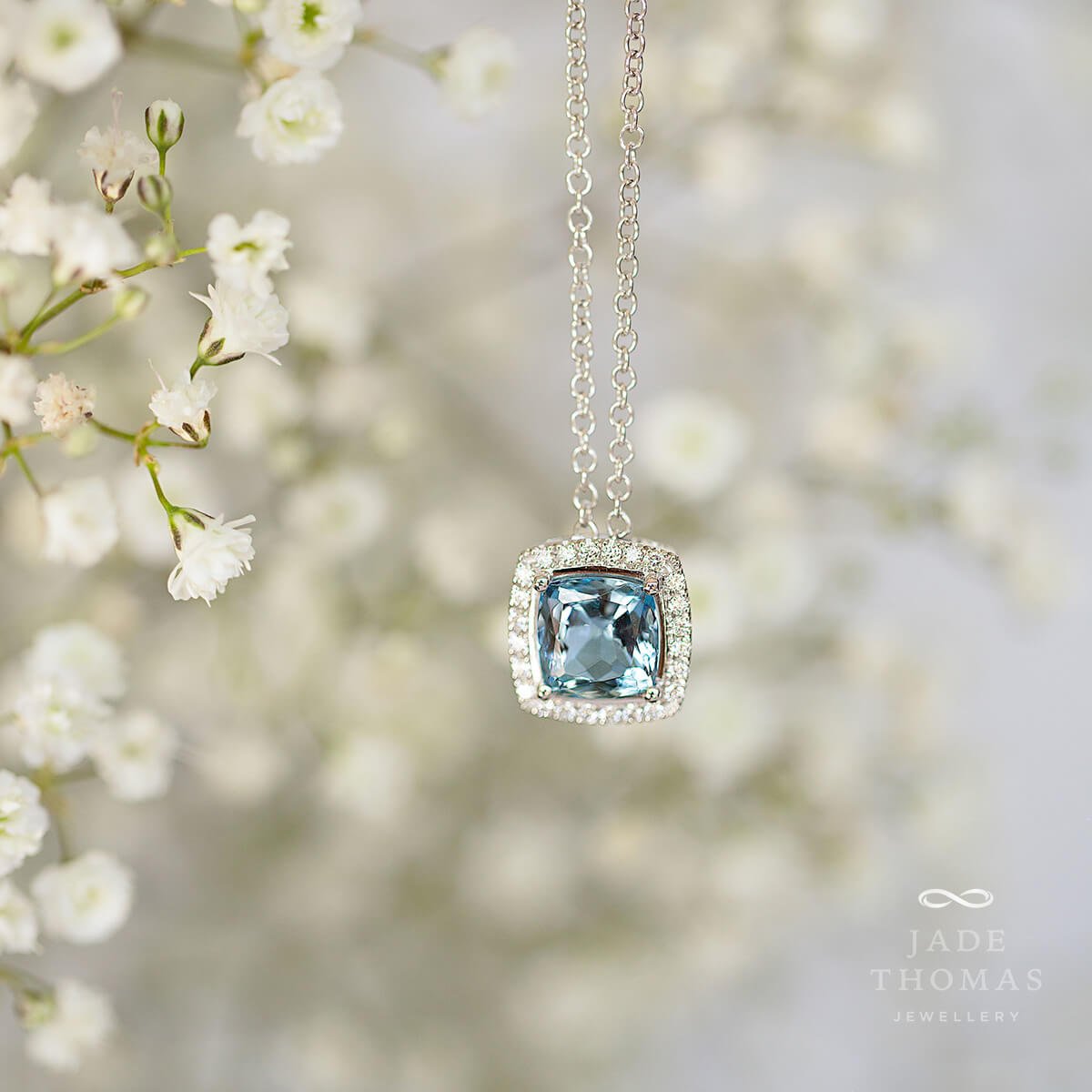 Aquamarine and Diamond Necklace