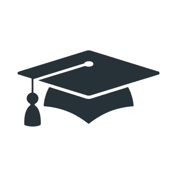 Illustration of a person wearing a graduation cap and gown.