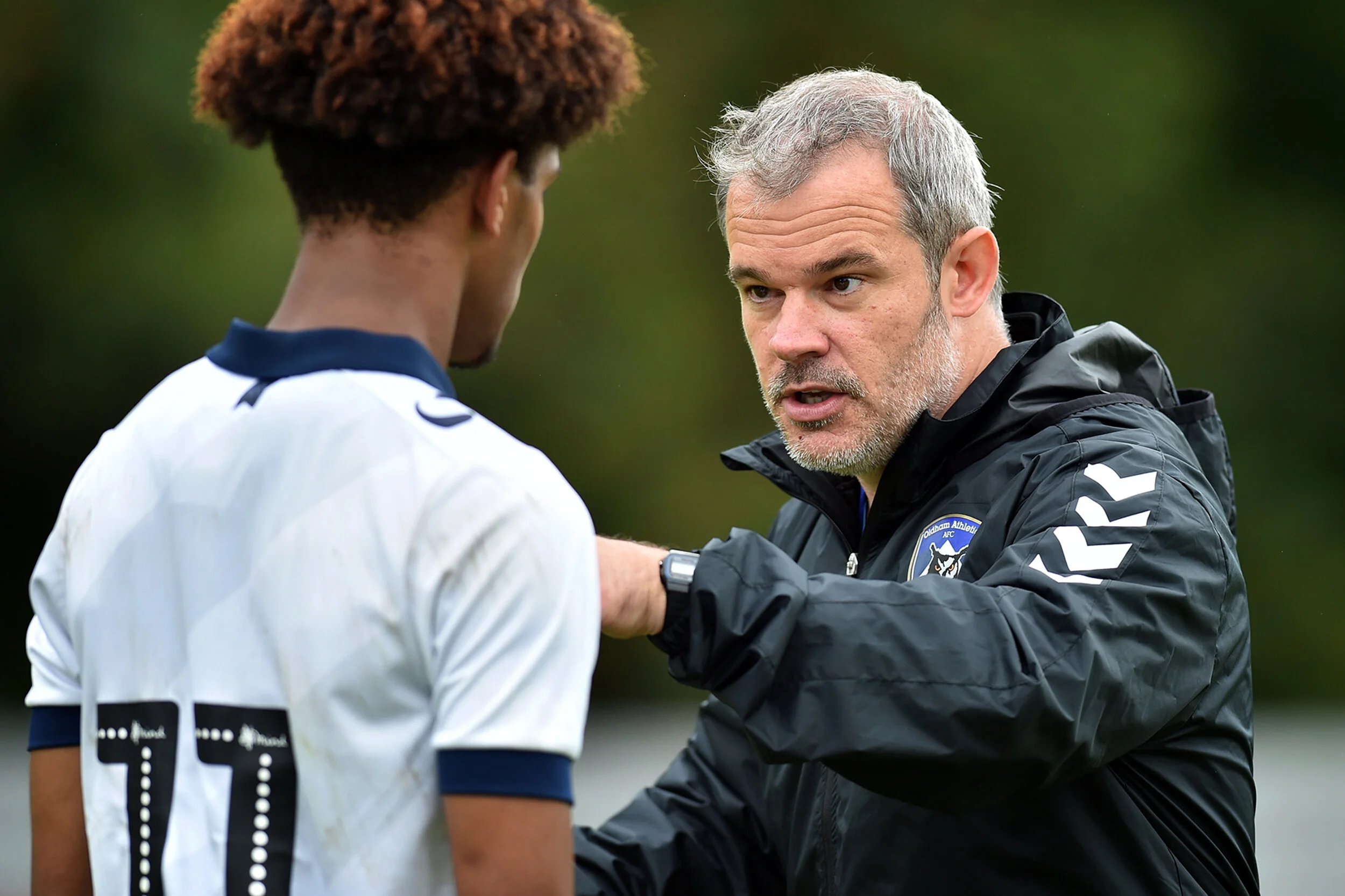 Coaching a player during Oldham Academy v Chadderton.