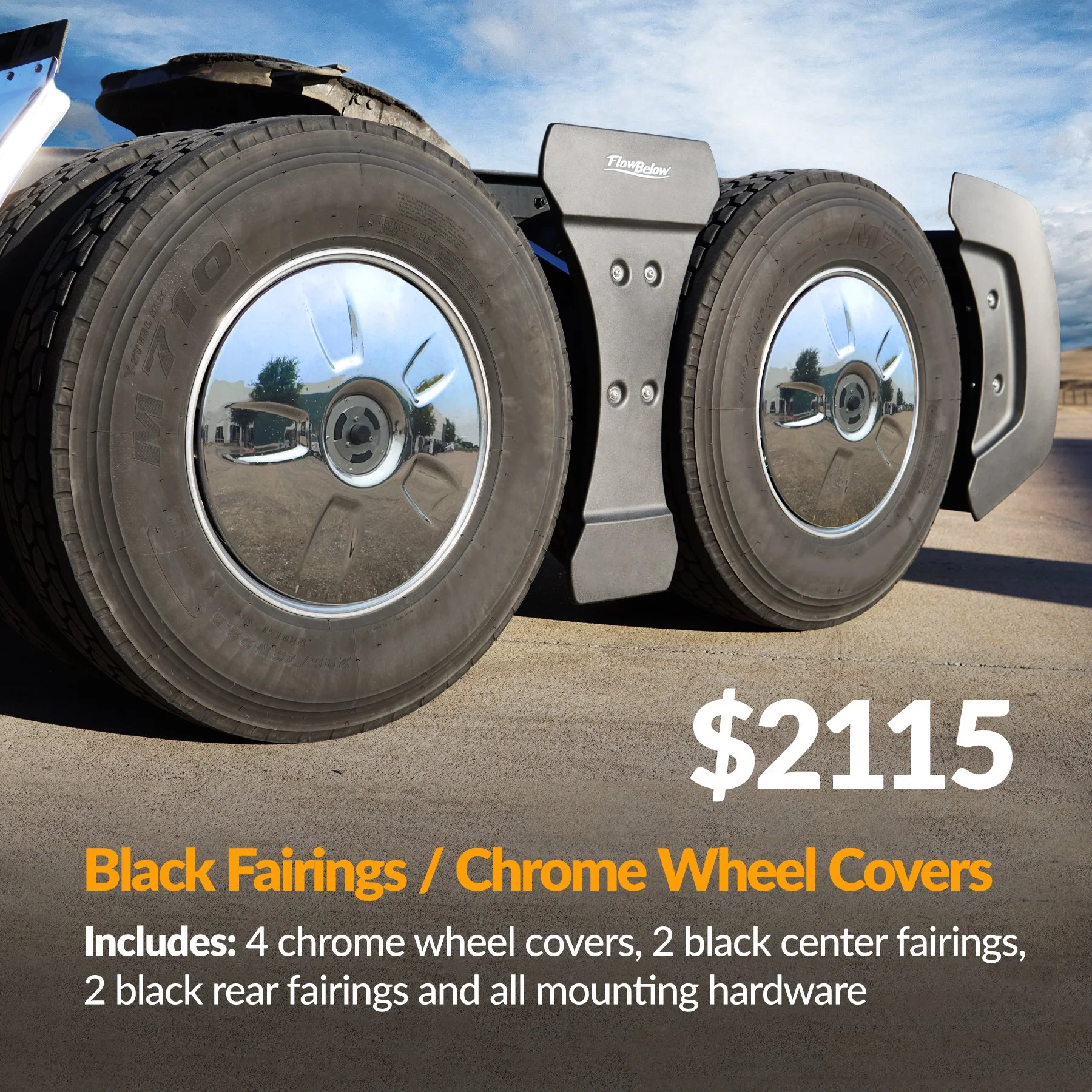 Tractor AeroKit (Chrome Wheel Covers & Black Fairings)