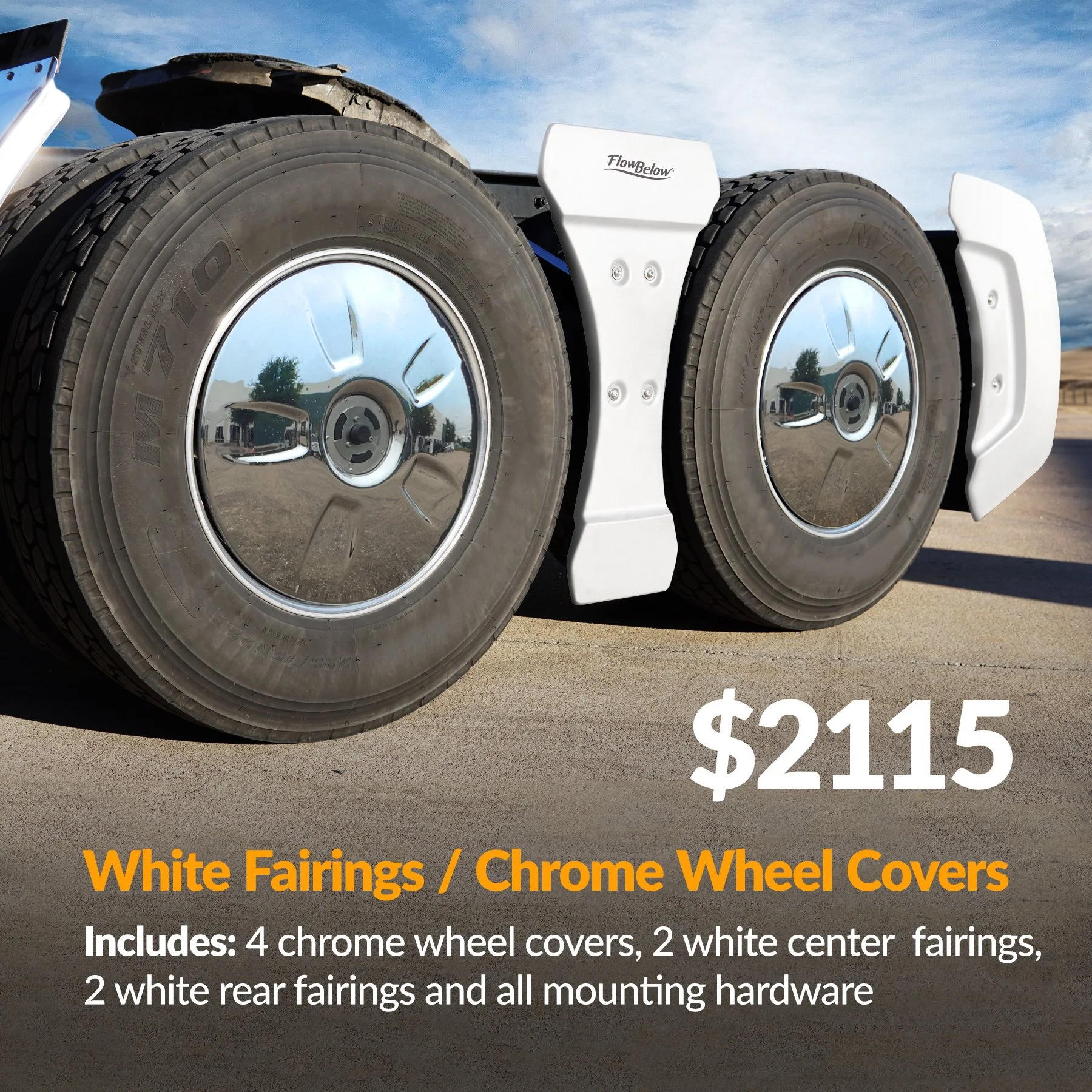 Tractor AeroKit (Chrome Wheel Covers & White Fairings)