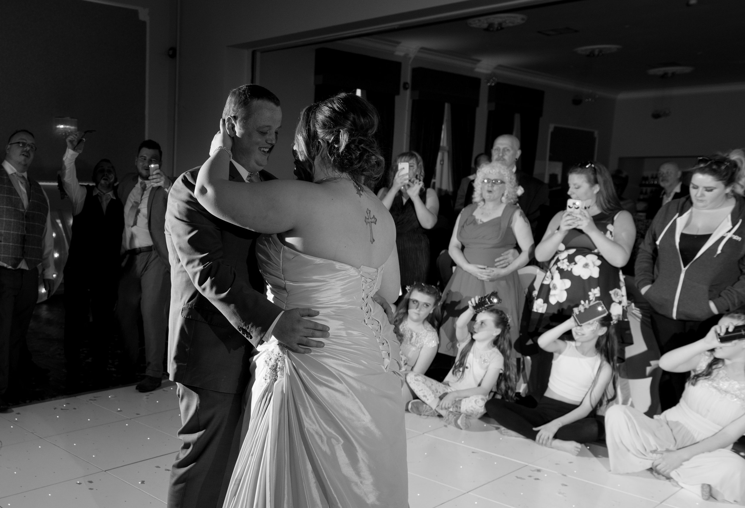 The bride and groom share their first dance together as husband and wife