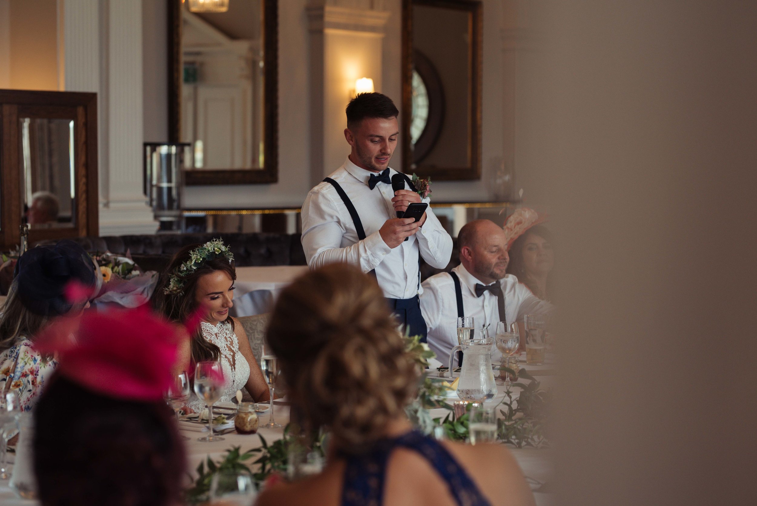 The groom becomes emotional during the speeches