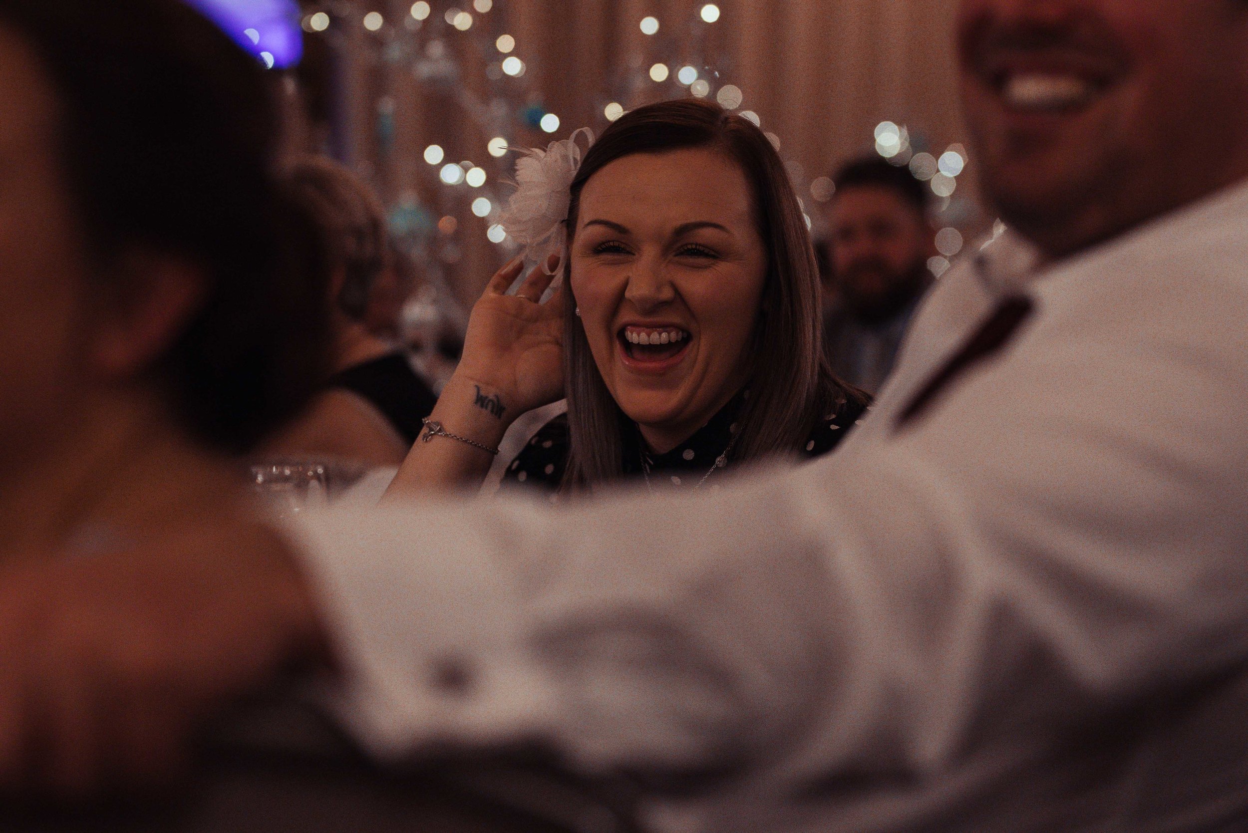 Lady laughs out loud during the speeches
