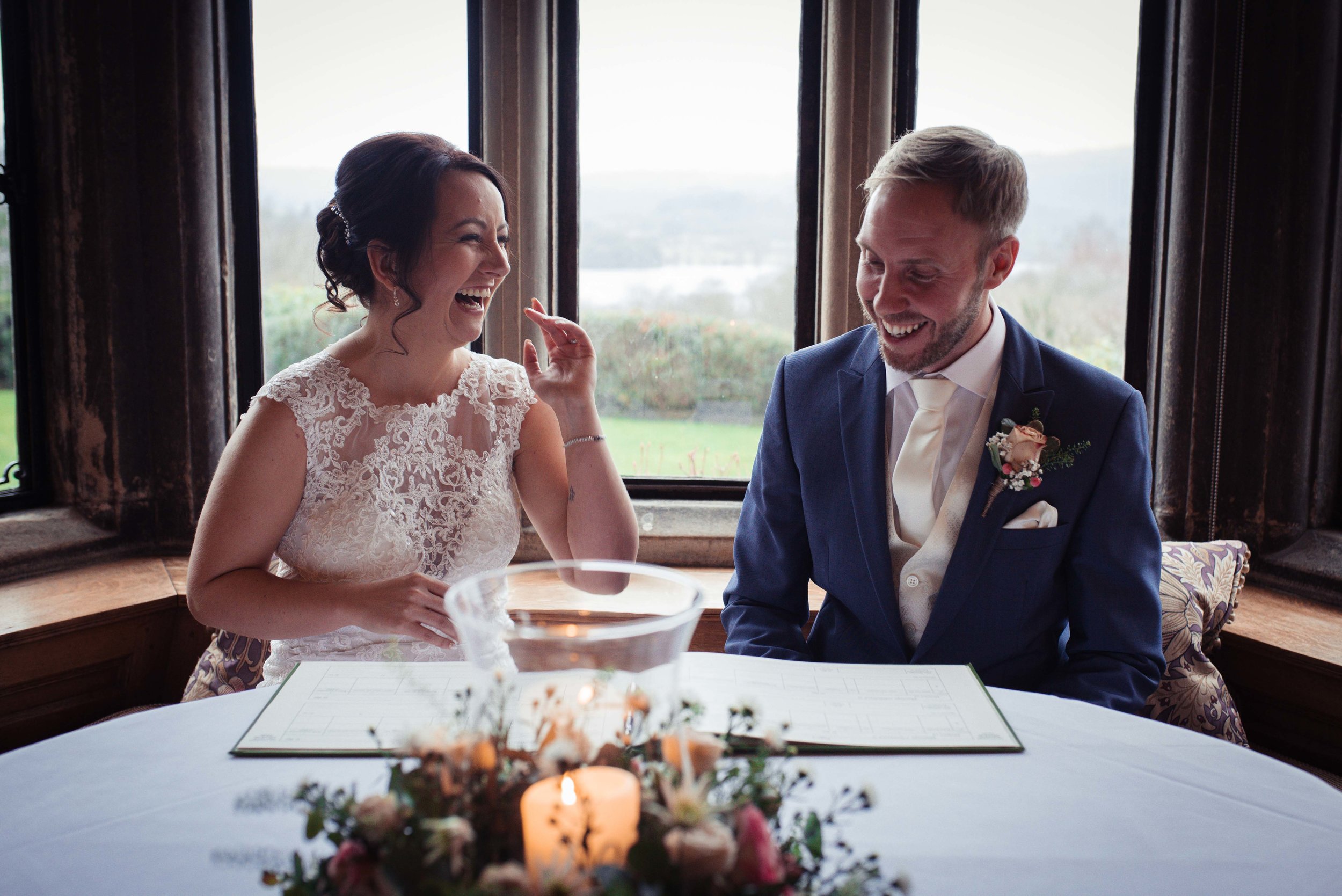 Laughter during the signing of the register