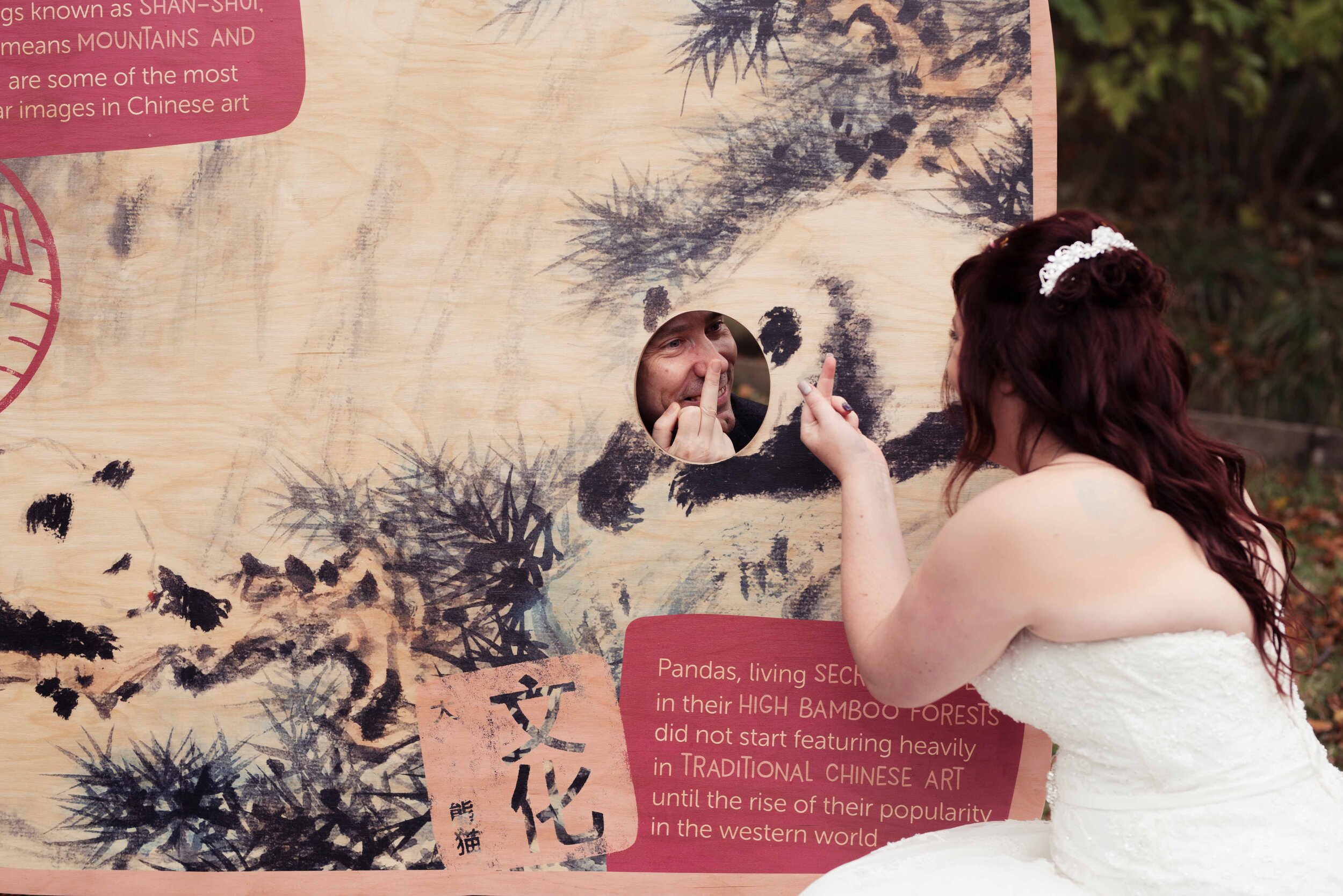 Bride and groom swearing at each other