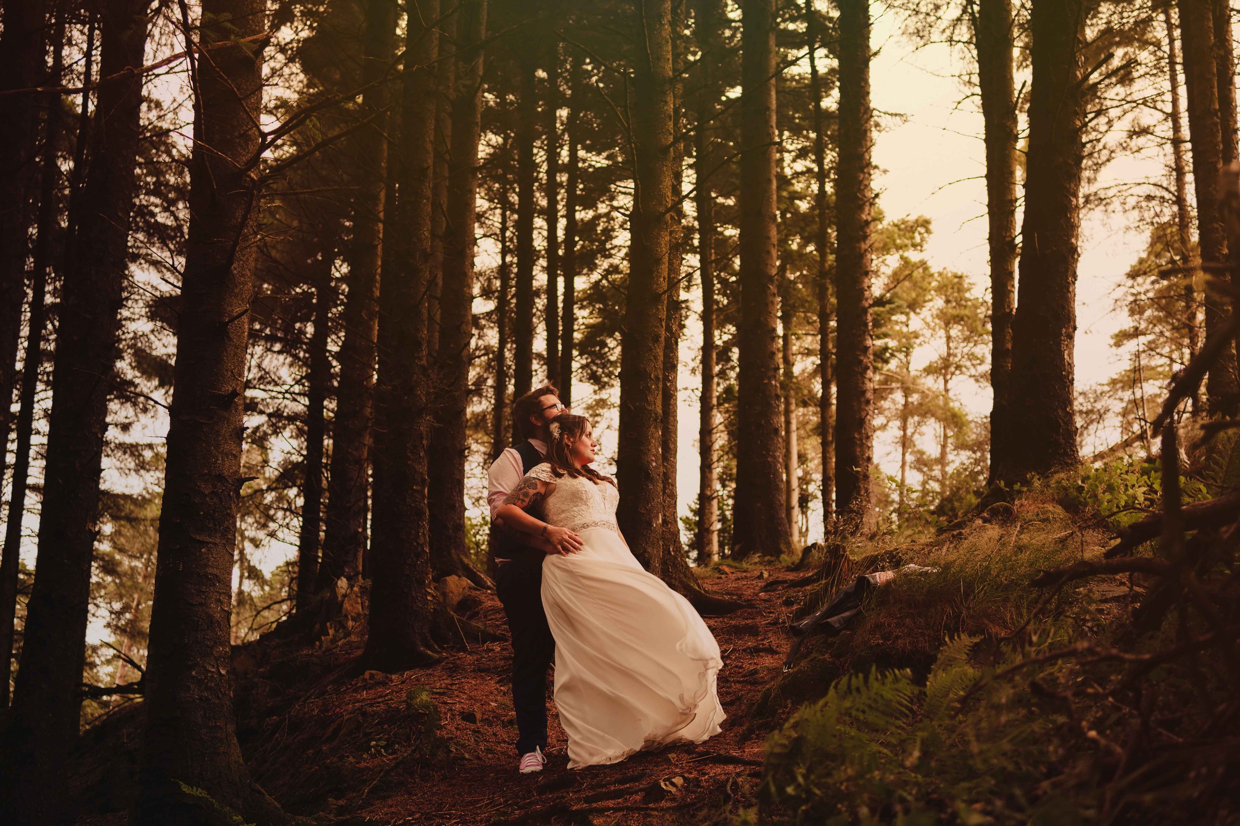 Wedding photography in the middle of a Lake District forest