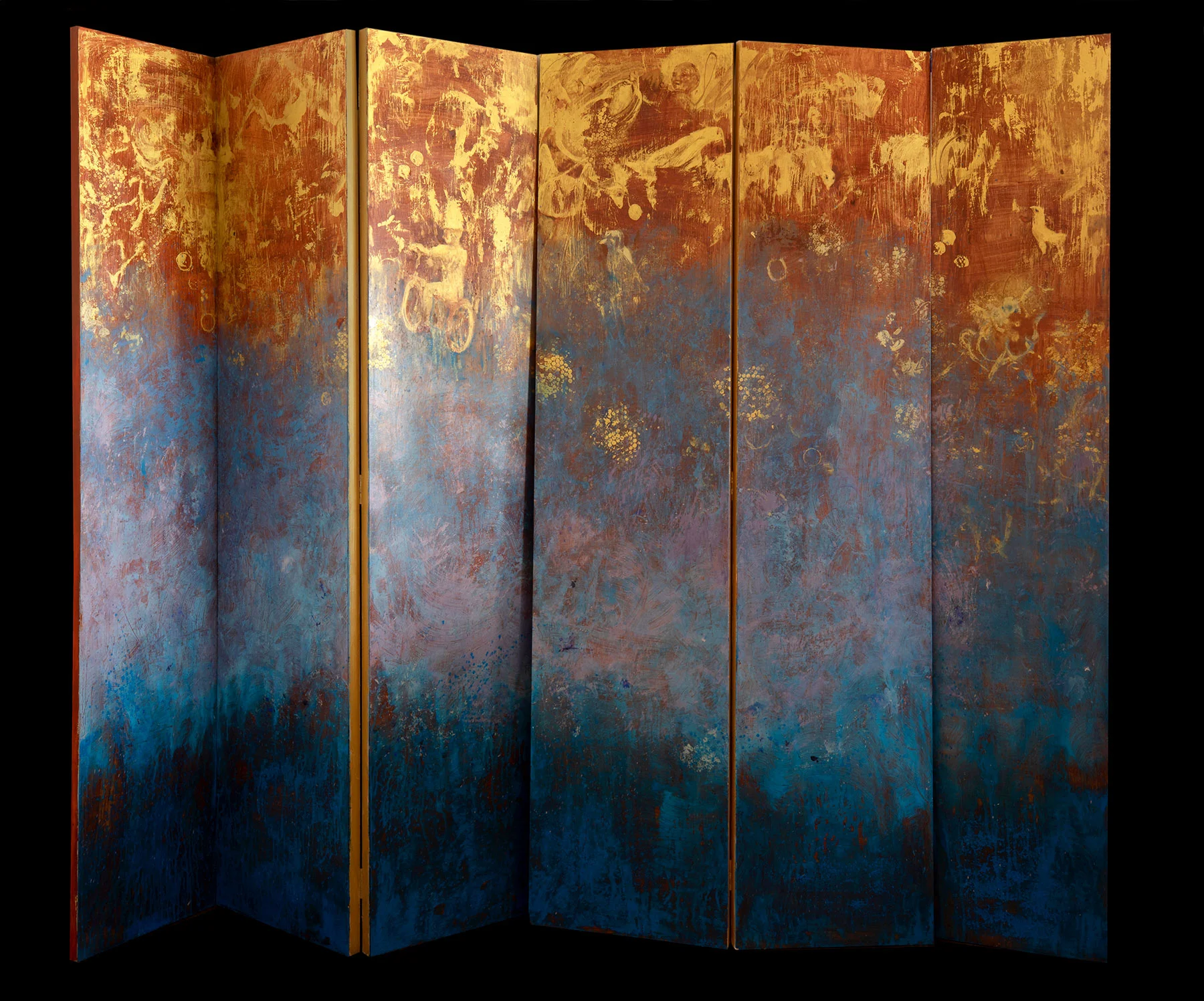 Planetary Blues Oil on wood panel 78 x 100 in. 2019