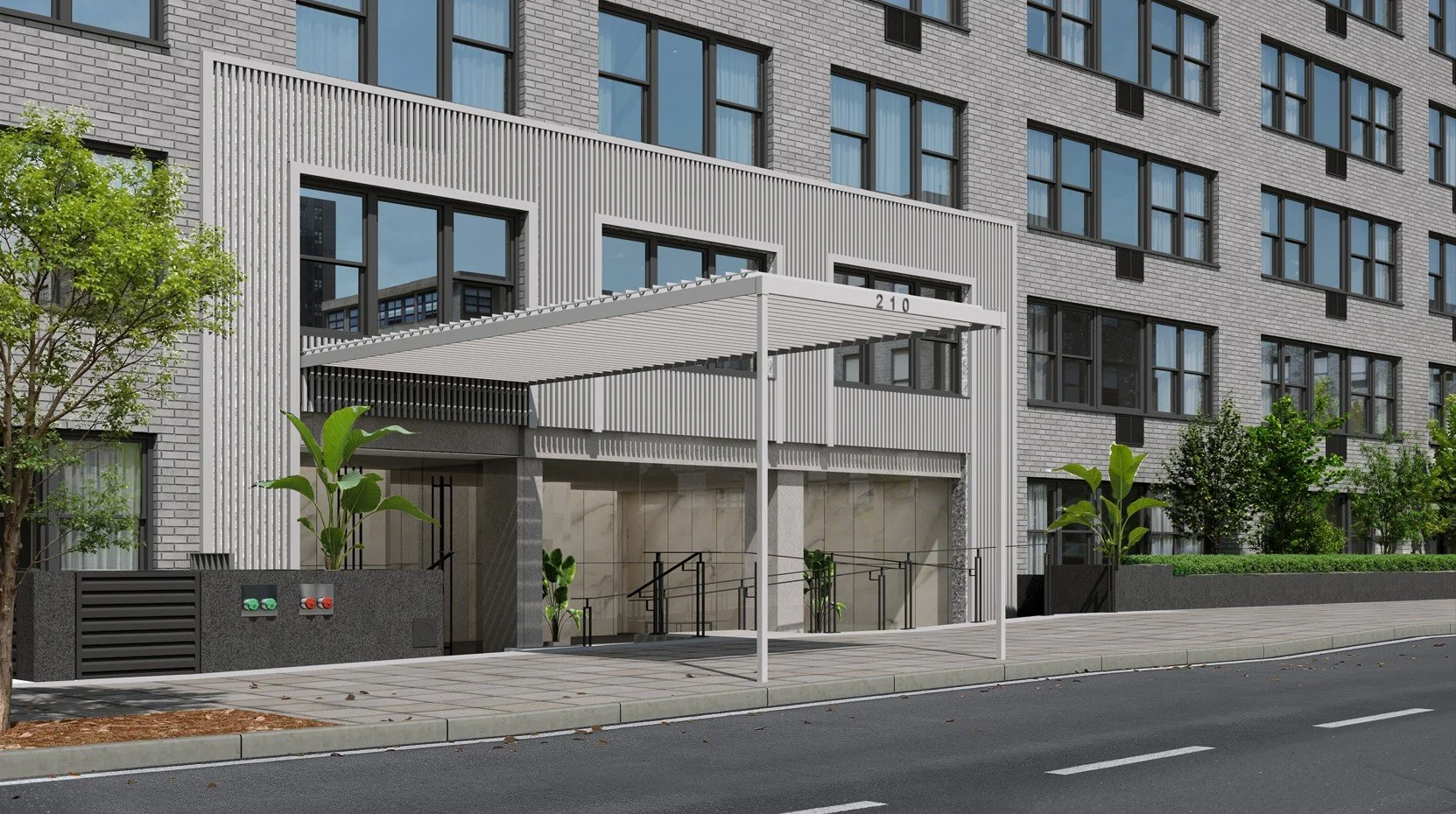 5 - FACADE WITH NEW FACING AND CANOPY