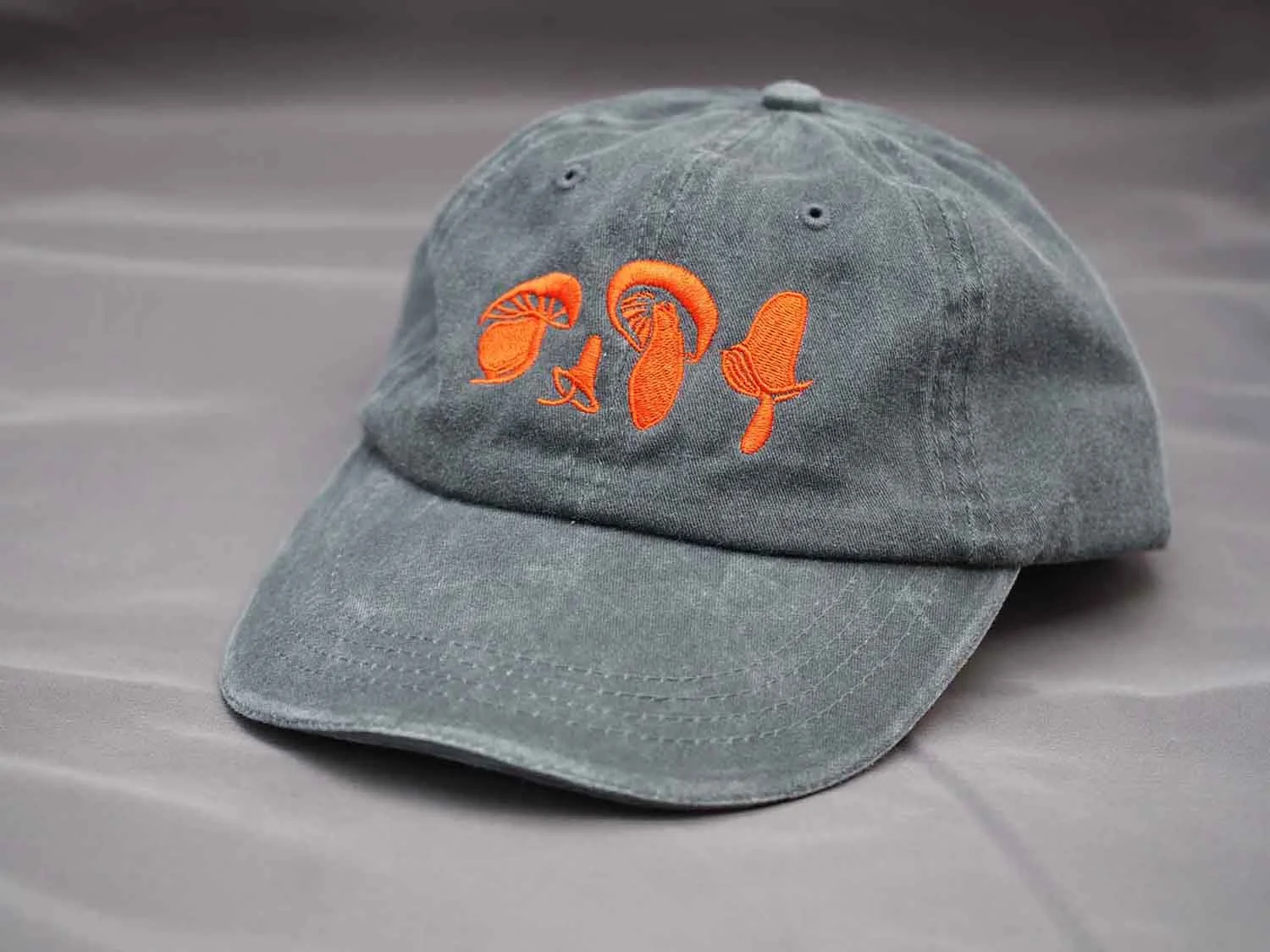 Coal colored Baseball Cap with Orange Embroidery