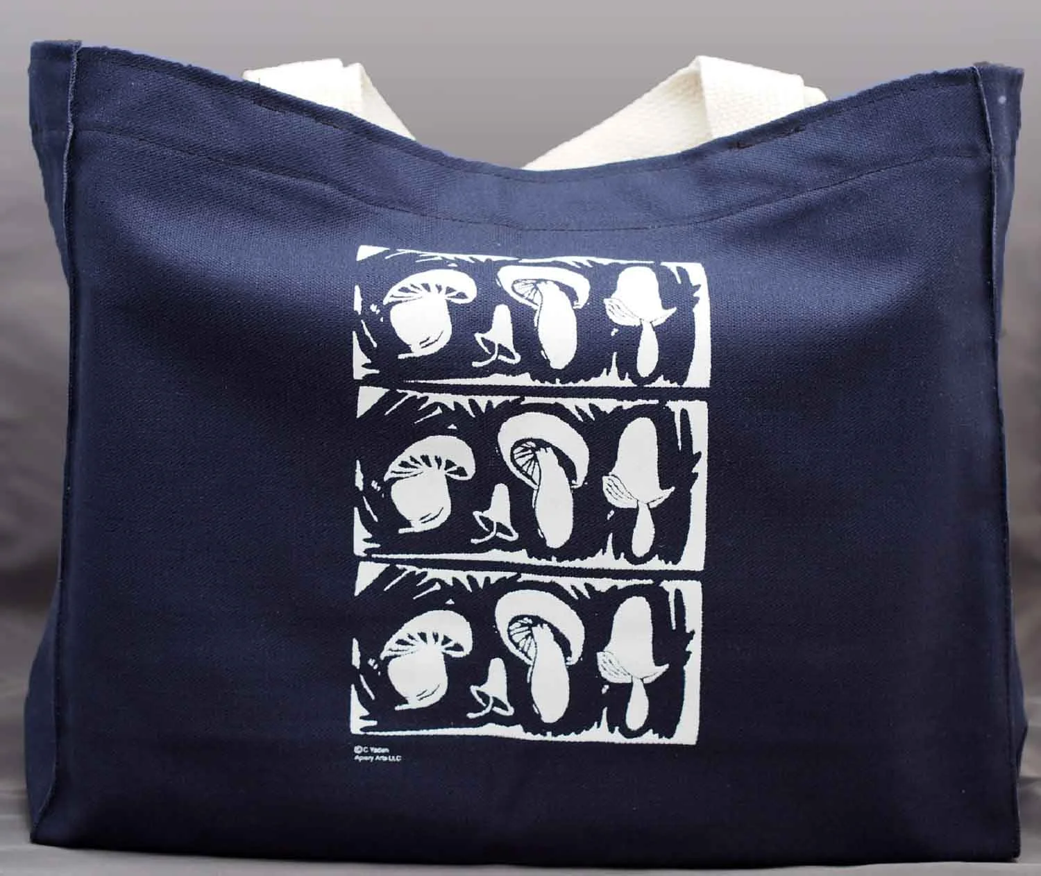 Tote Bag with Mushroom silkscreen in Navy