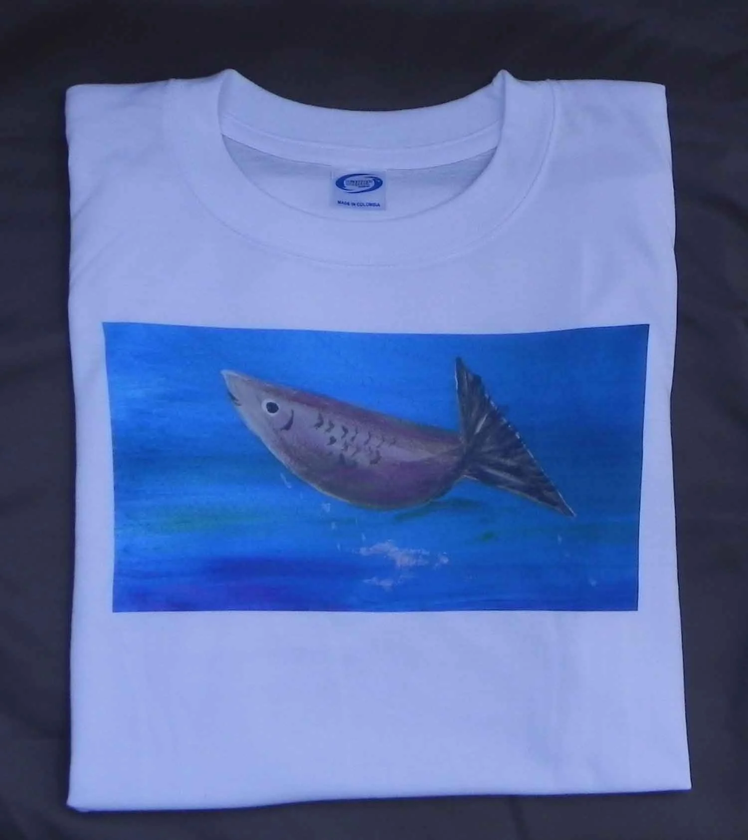 Fish Art on Vapor brand t-shirt