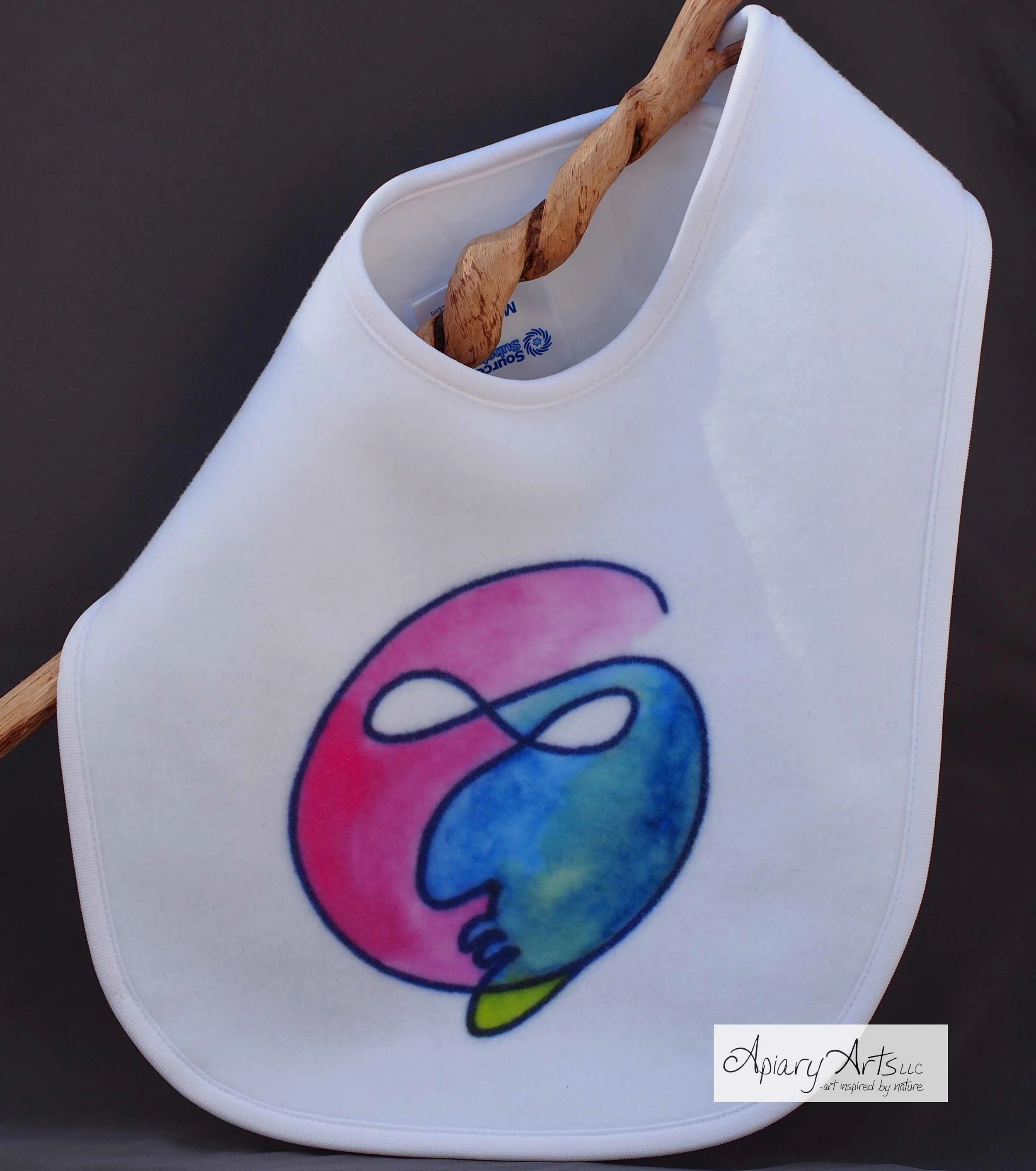 Baby Bib with purple & blue face