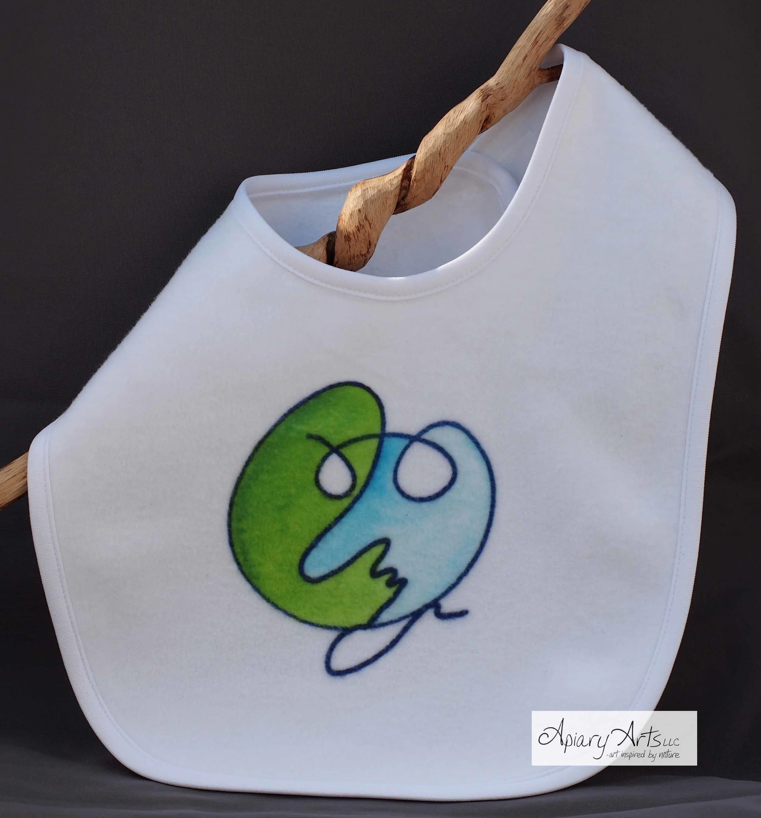 Baby Bib with blue & green face