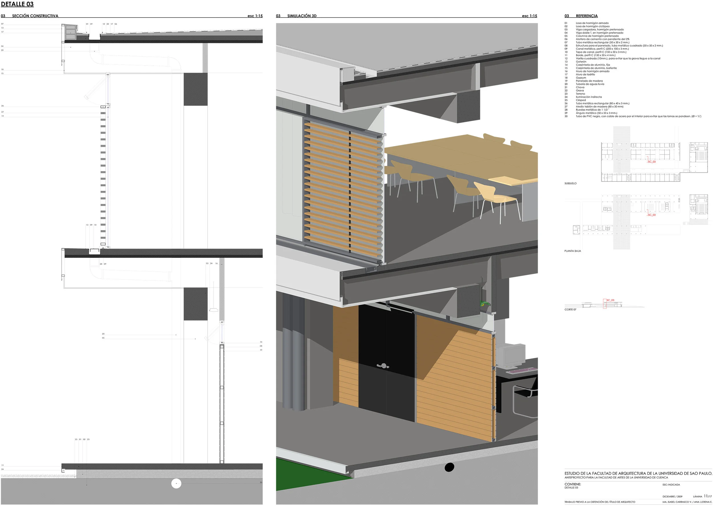 DETALLE CONSTRUCTIVO · ANTEPROYECTO FACULTAD DE ARTES