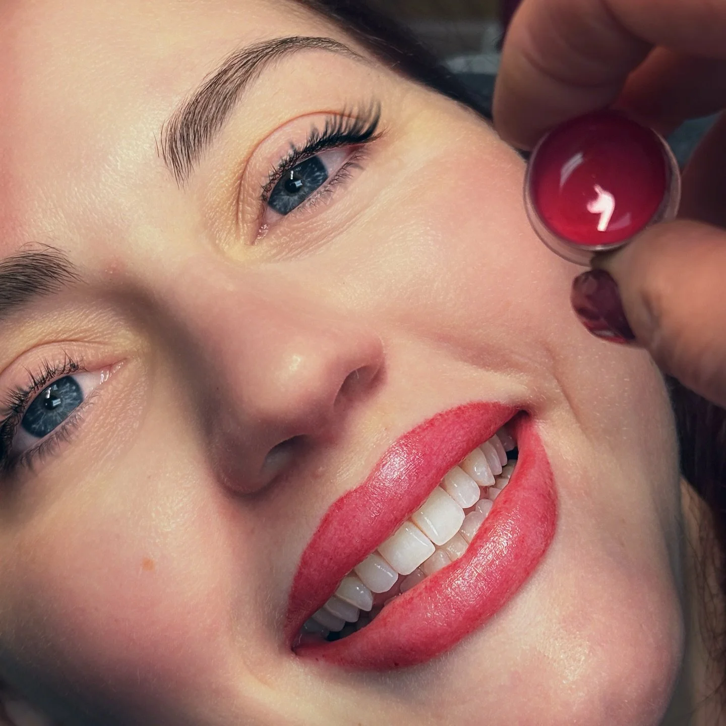 #unfiltered #lipblushtattoo on my fav @amberastalos❤️best smile in the world and loves her #lipblush! Last time we did her lips 3 years ago to the day! Colors used: Cherry Pop, Strawberry Fluff and Sugar Glaze by @everafterpigments signature set by @