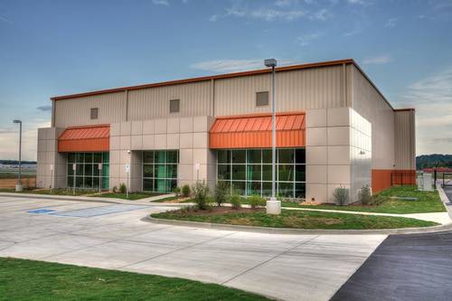  The 12,000 square foot West Aviation Campus hangar received gold LEED certification by the U.S. Green Building Council. Photo by Michel Lebel. 