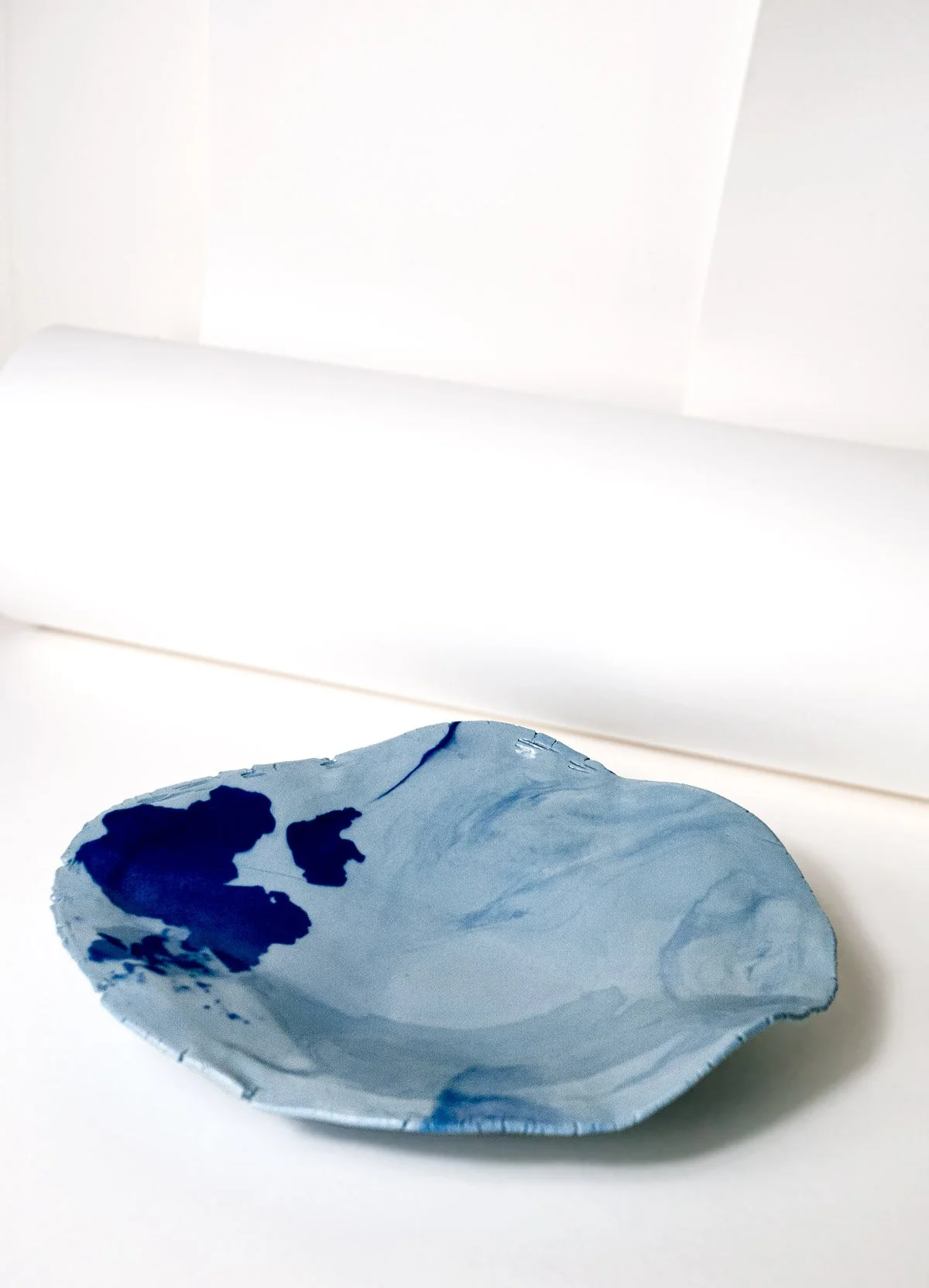 Handmade porcelain plate Water 01