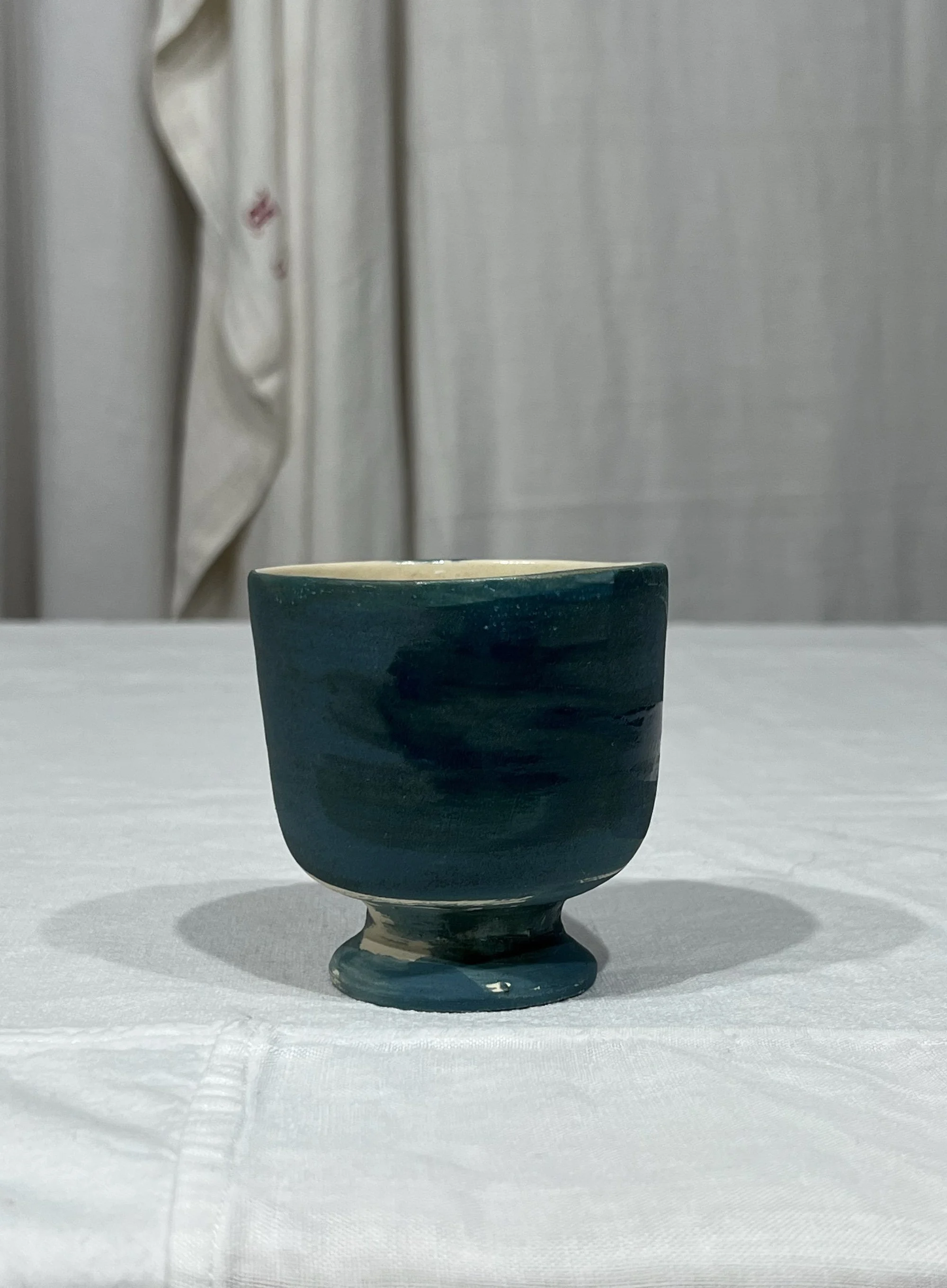 Clay goblet, "AW" collection, Teal blue