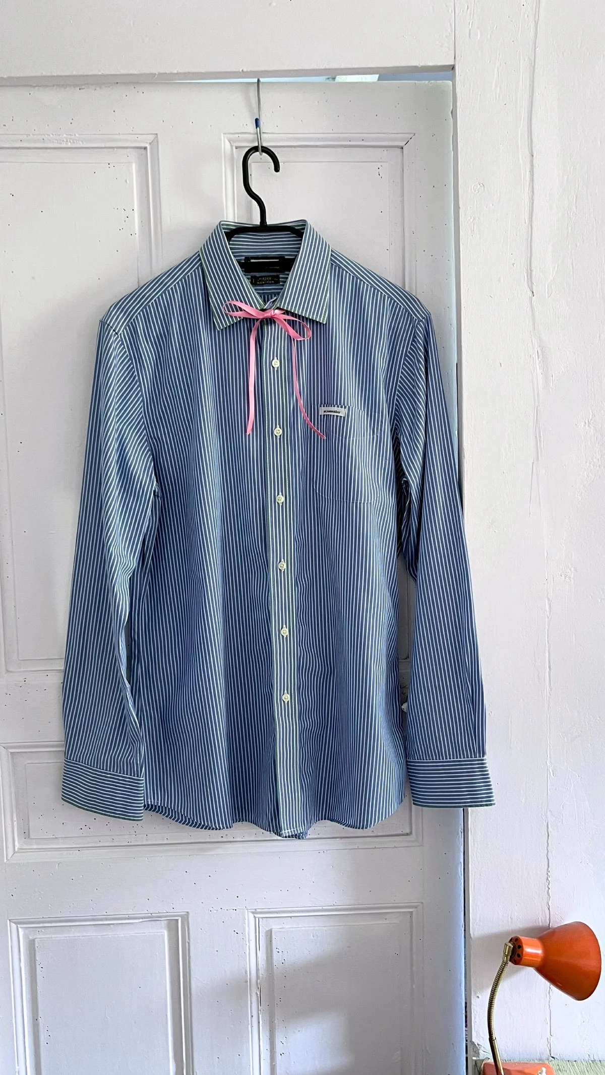 blue stripes pink bow upcycled reconsider.jpg
