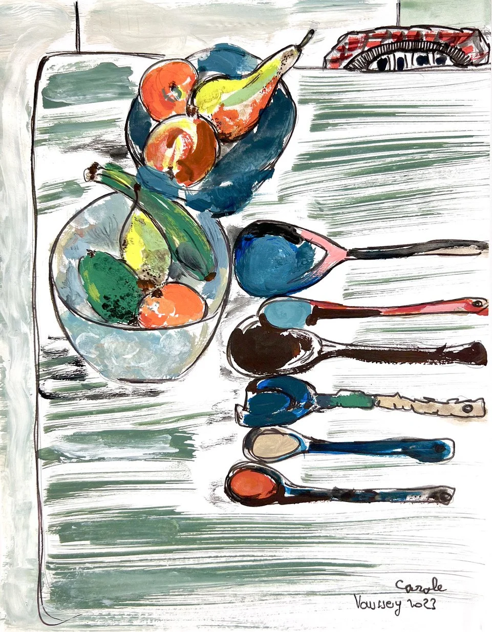 Les cuillères, gouache, artwork, Vaussery Chissey-en-Morvan