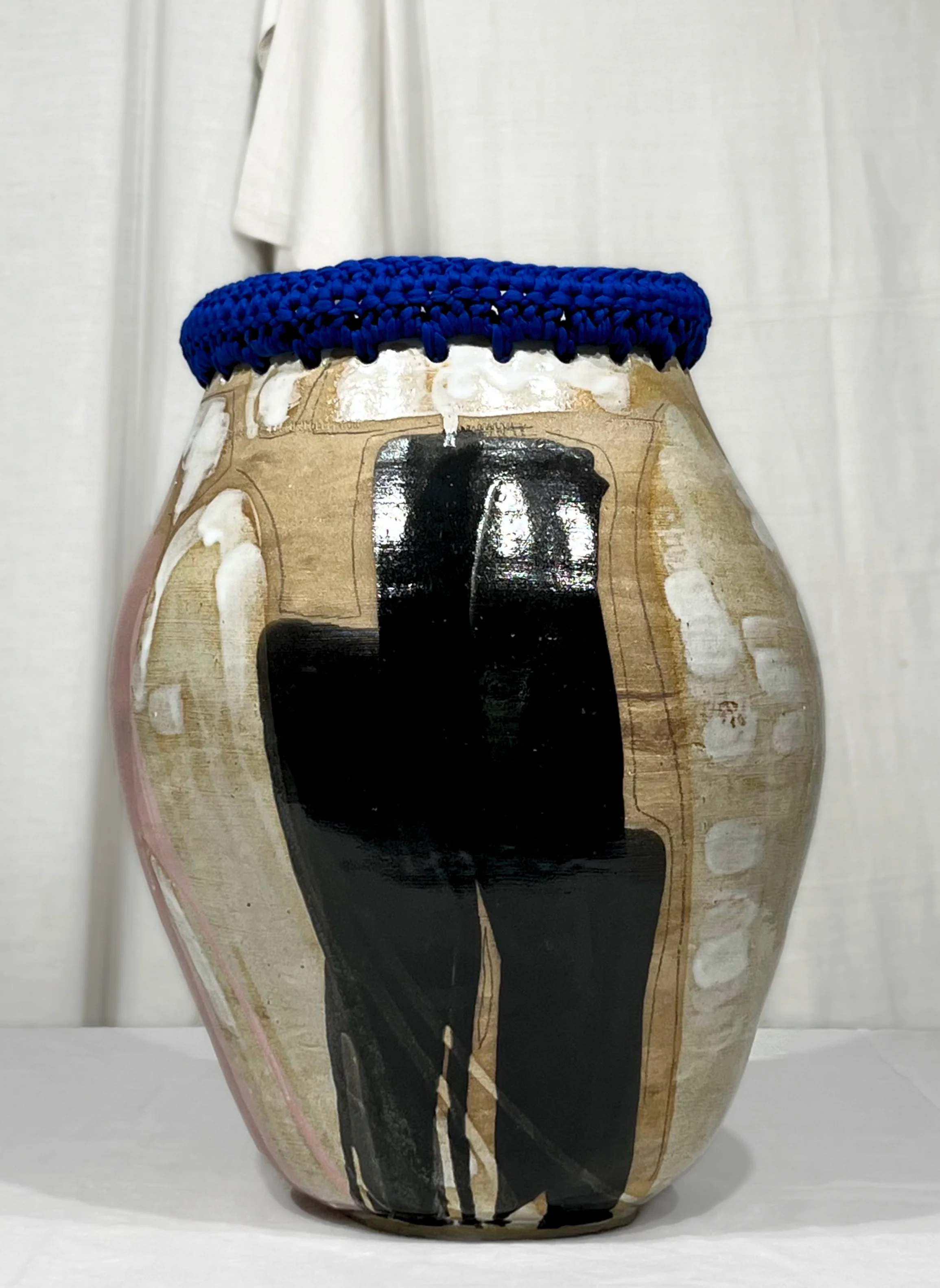 Handmade ceramic vase. The Basket.Transverse Collection