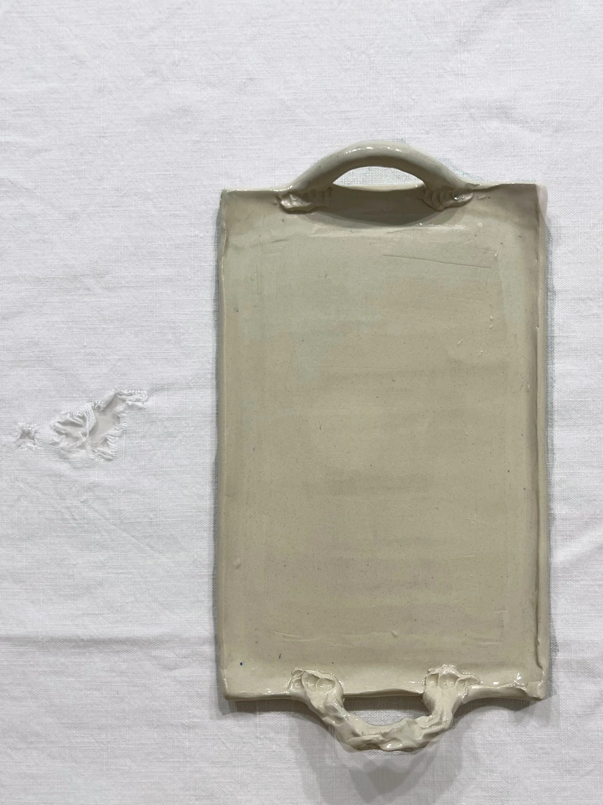 Handmade stoneware tray, "Anses moches" collection SOLD