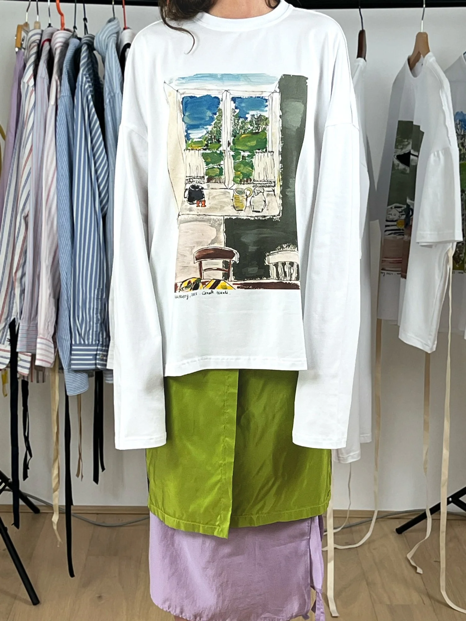 Long sleeve printed t-shirt LES FENÊTRES. SOLD.