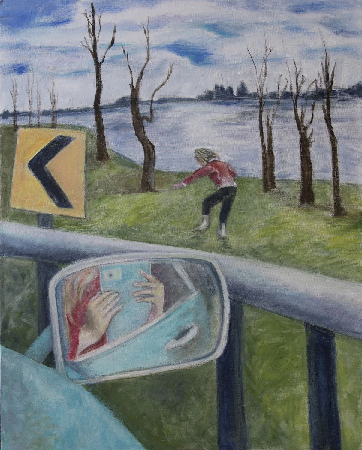 At the Hudson acrylic on canvas 24" x 30 " Rachel Lulov Segall